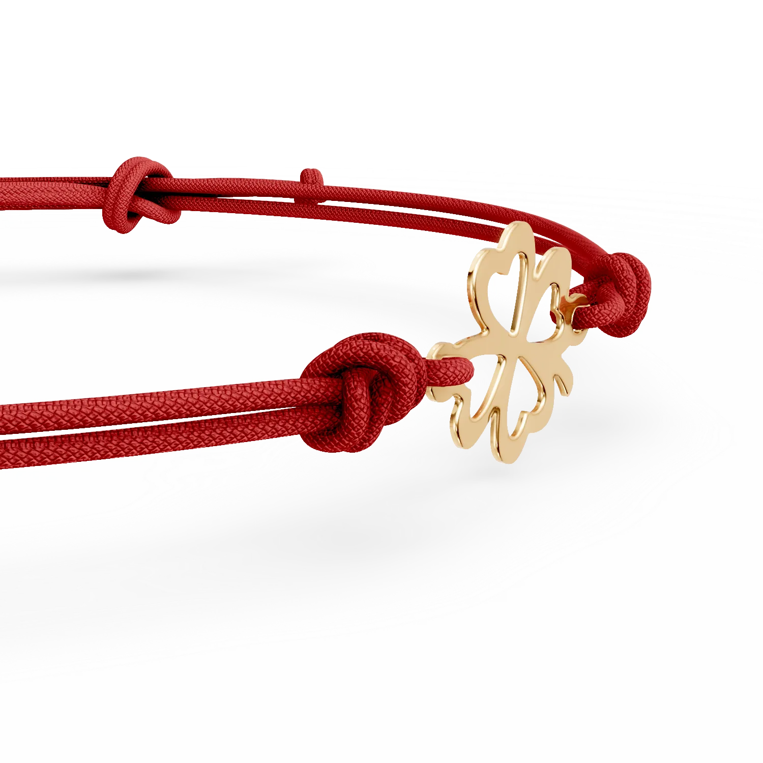 Bratara cu snur si pandantiv trifoi din aur galben - imagine 2