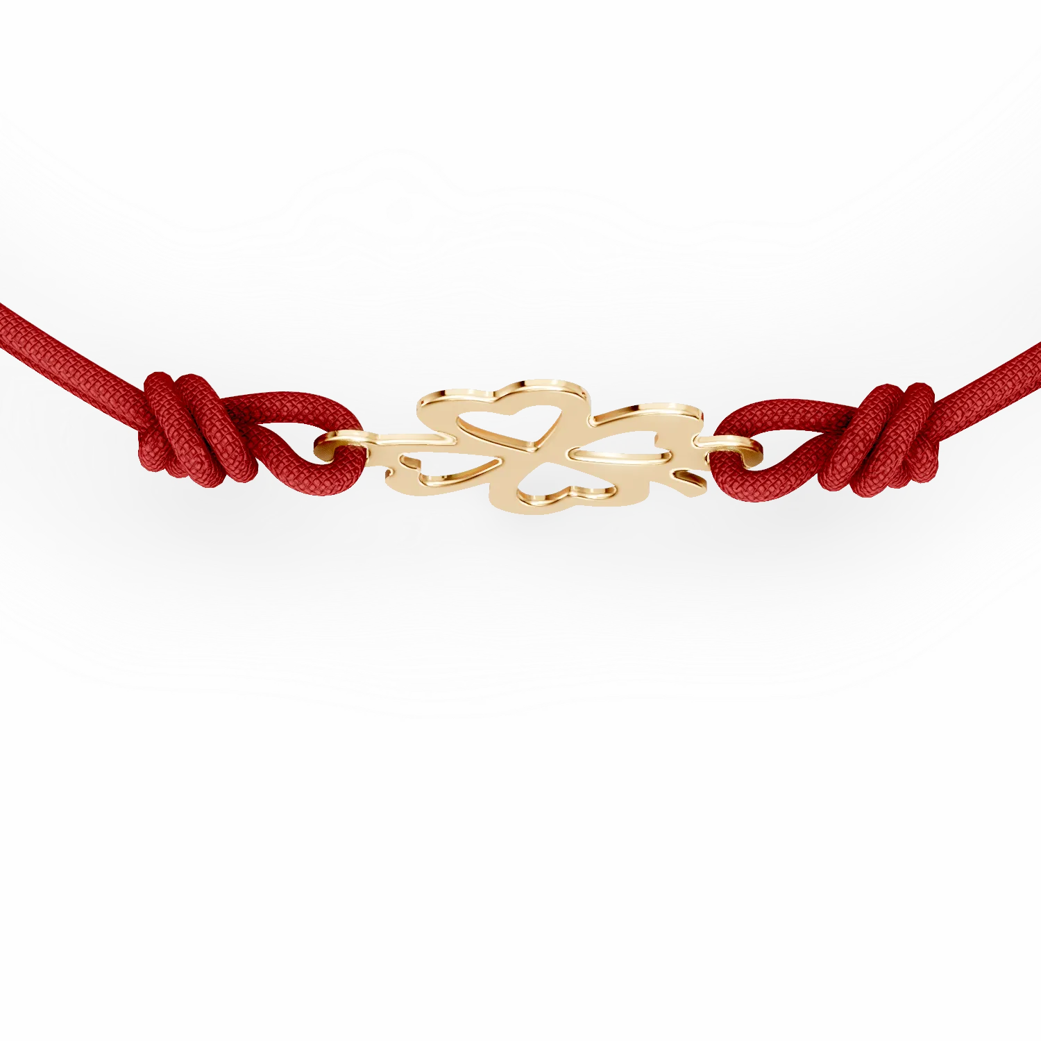 Bratara cu snur si pandantiv trifoi din aur galben - imagine 3