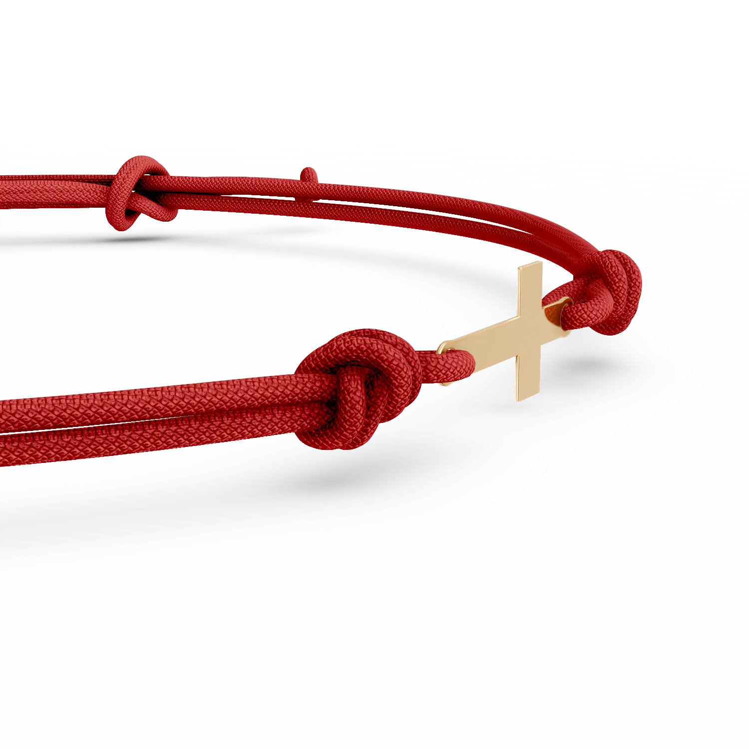 Bratara cu snur si pandantiv cruce din aur galben - imagine 2