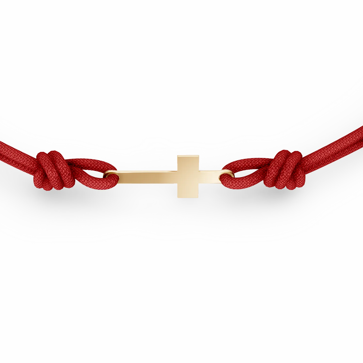 Bratara cu snur si pandantiv cruce din aur galben - imagine 3