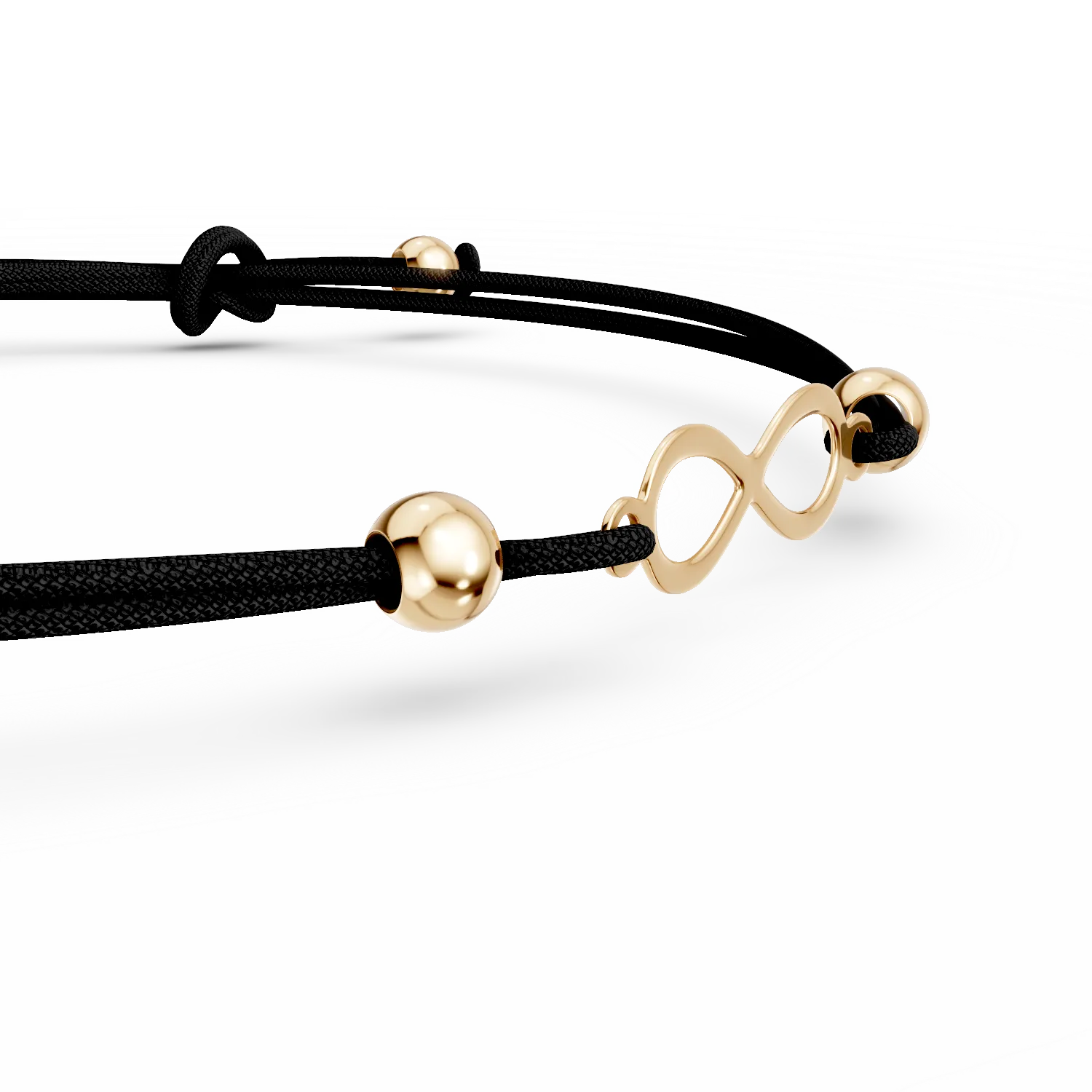 Bratara cu snur si pandantiv infinit din aur galben - imagine 2