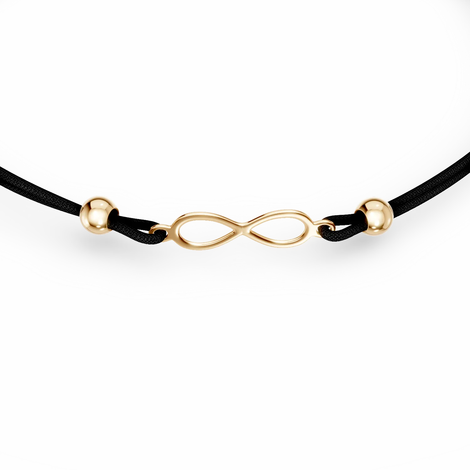 Bratara cu snur si pandantiv infinit din aur galben - imagine 3