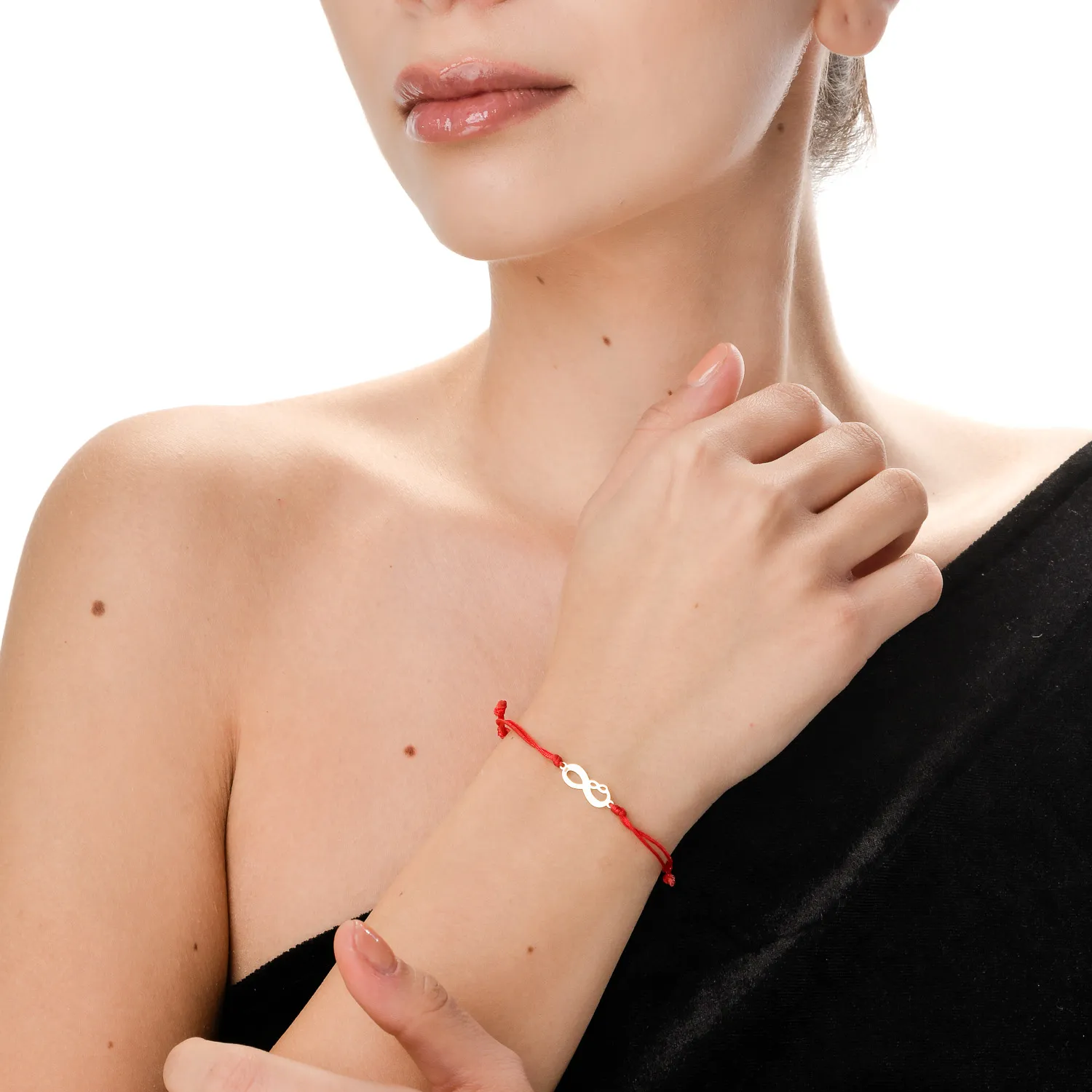 Bratara cu snur si pandantiv infinit din aur galben - imagine 4