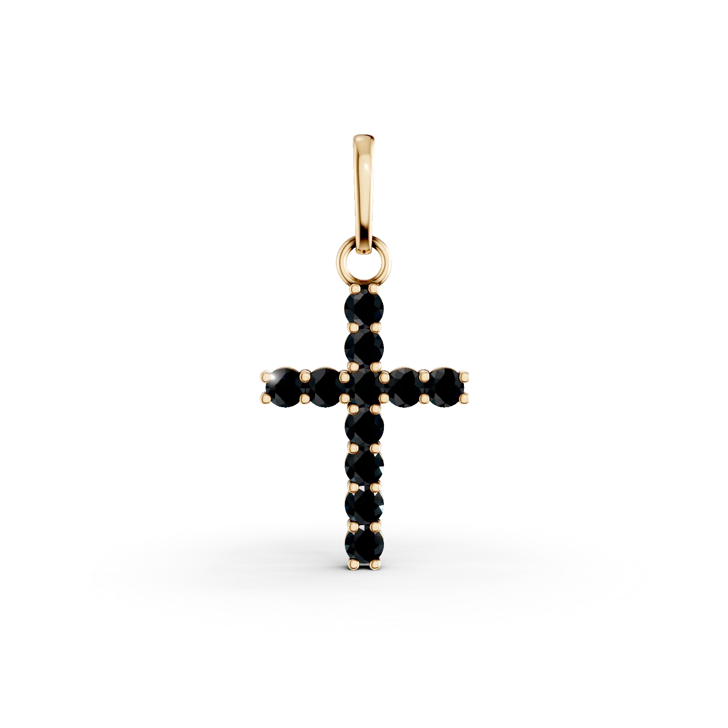 Pandantiv cruce din aur galben cu zirconii negre - imagine 6