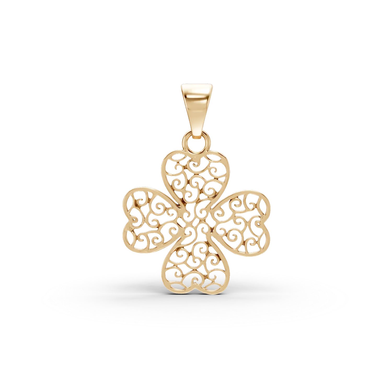 Pandantiv trifoi din aur galben - imagine 6