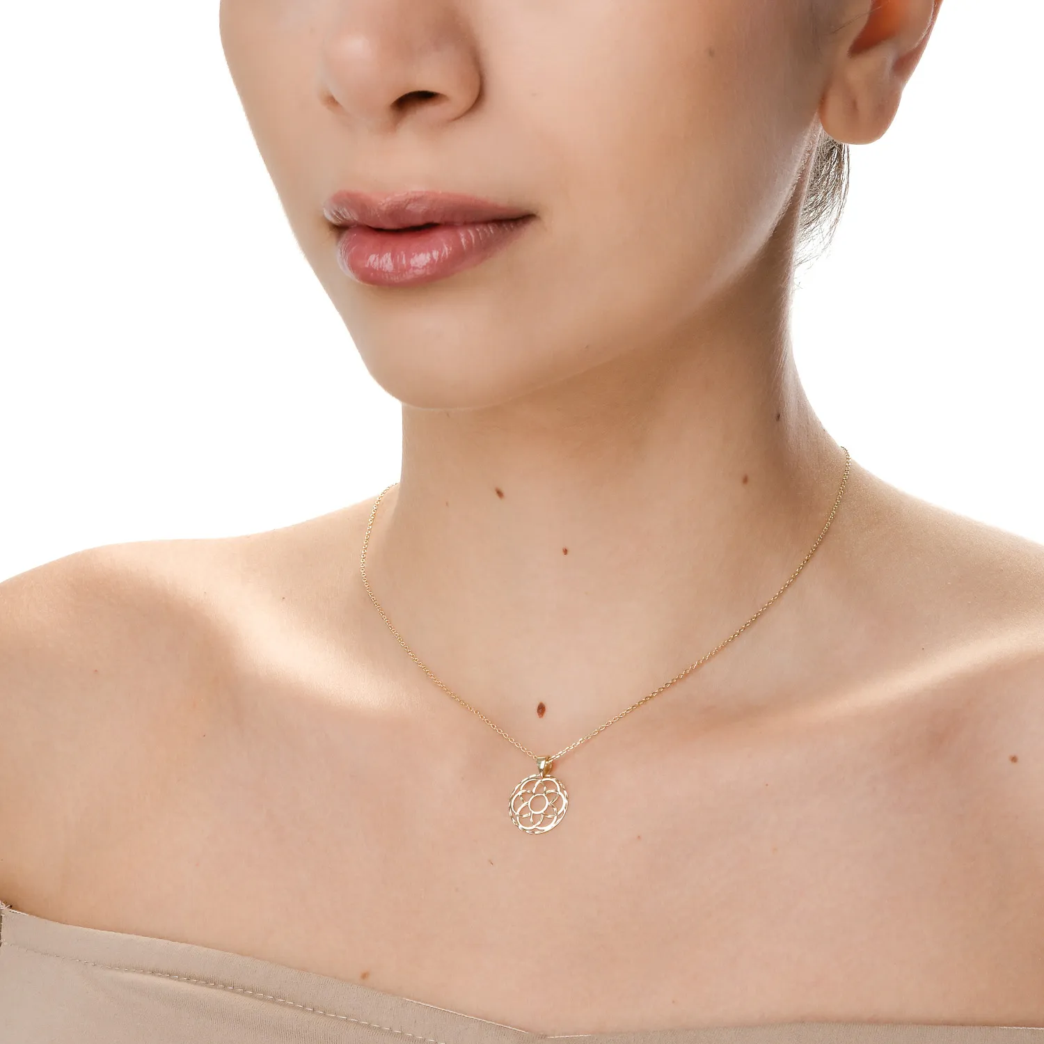 Pandantiv geometric din aur galben - imagine 3