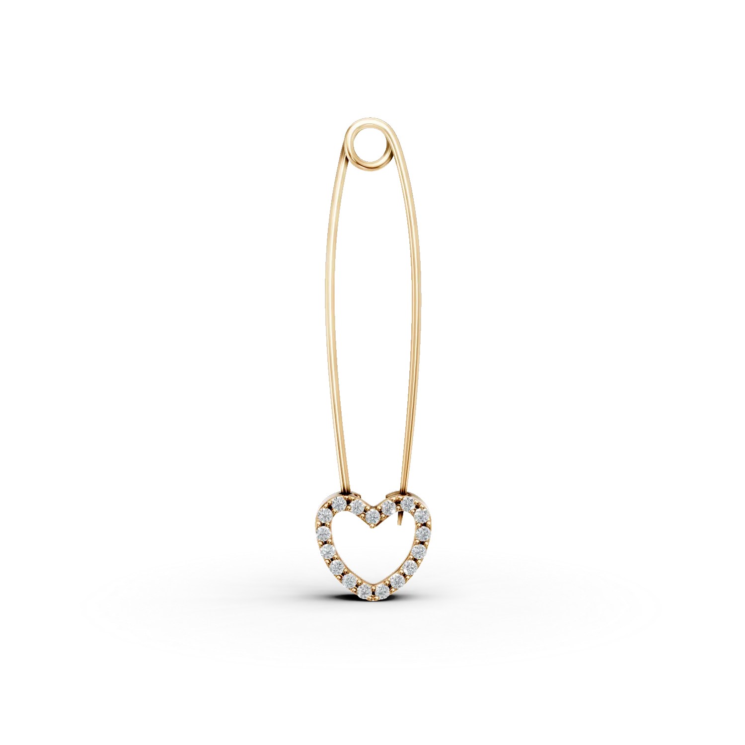 Brosa ac de siguranta cu inima din aur galben si zirconii - imagine 6