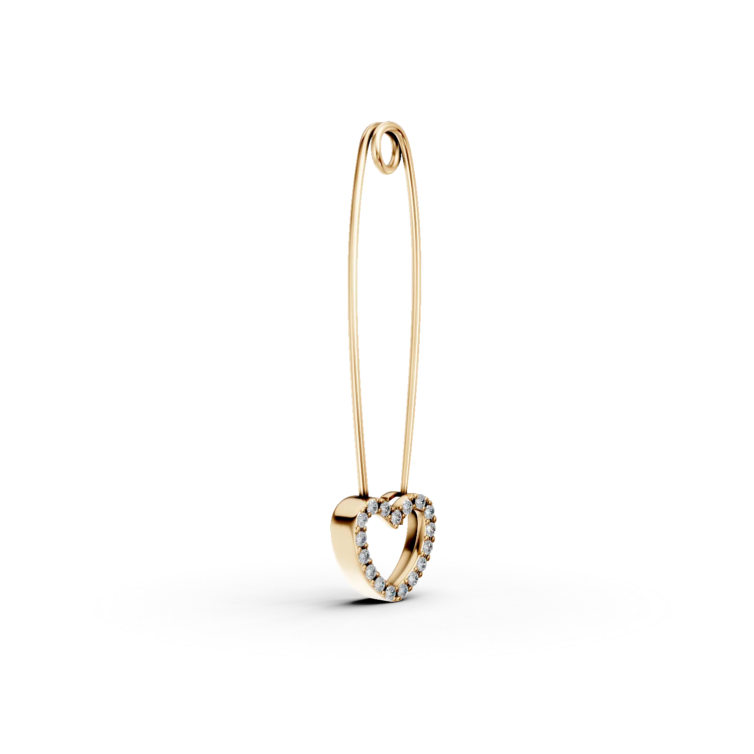 Brosa ac de siguranta cu inima din aur galben si zirconii - imagine 2