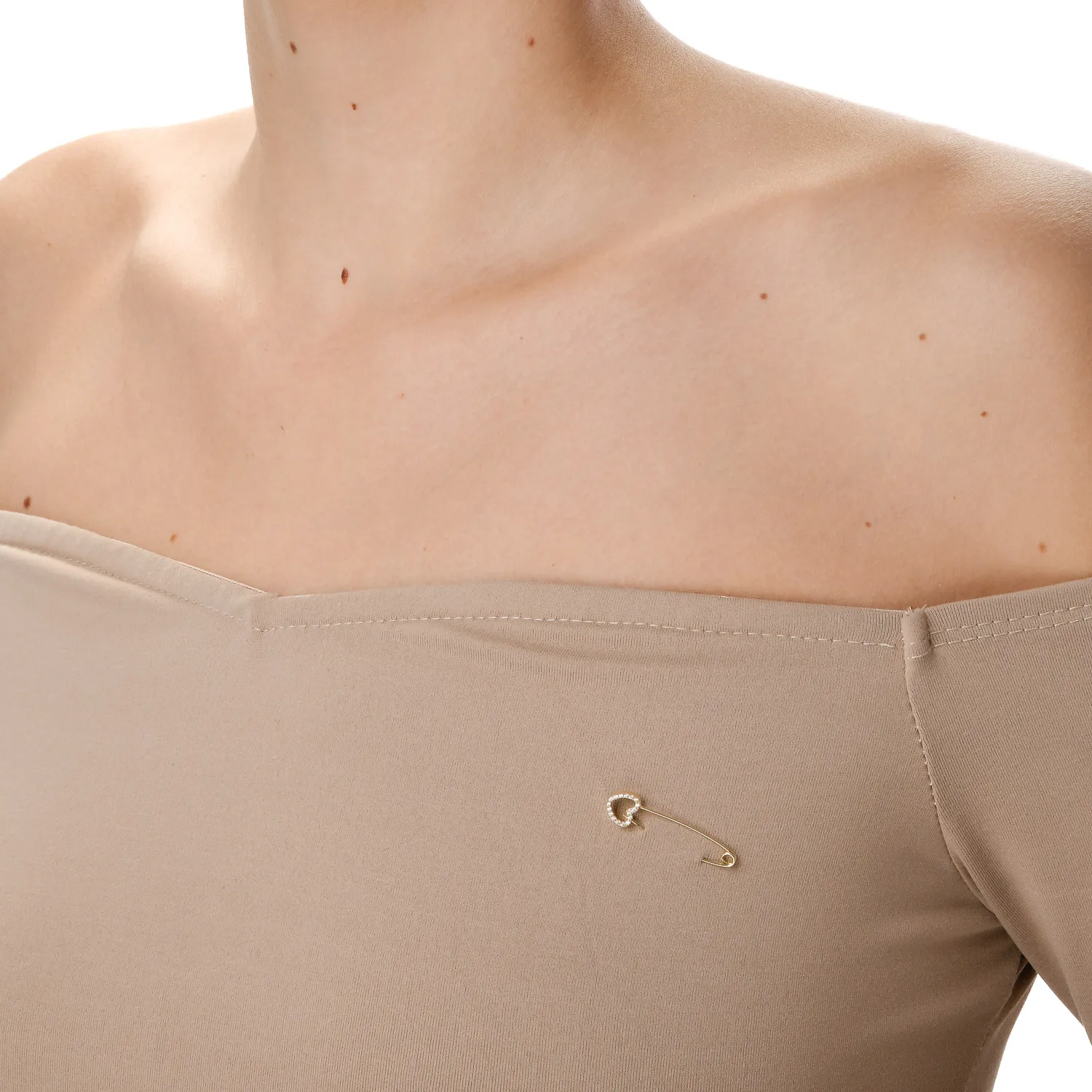 Brosa ac de siguranta cu inima din aur galben si zirconii - imagine 3