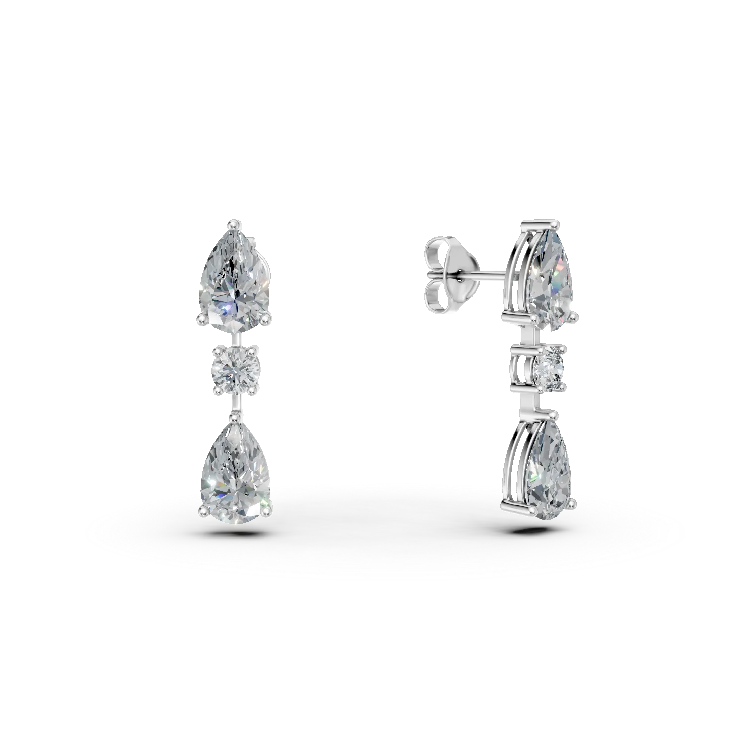 Cercei din aur alb cu diamante de 5.52ct create in laborator