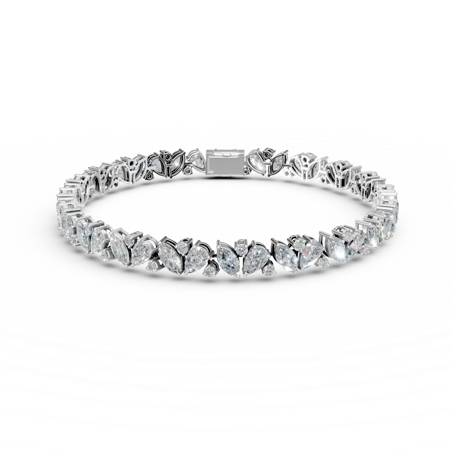 Bratara tennis din aur alb cu diamante de 9.48ct create in laborator