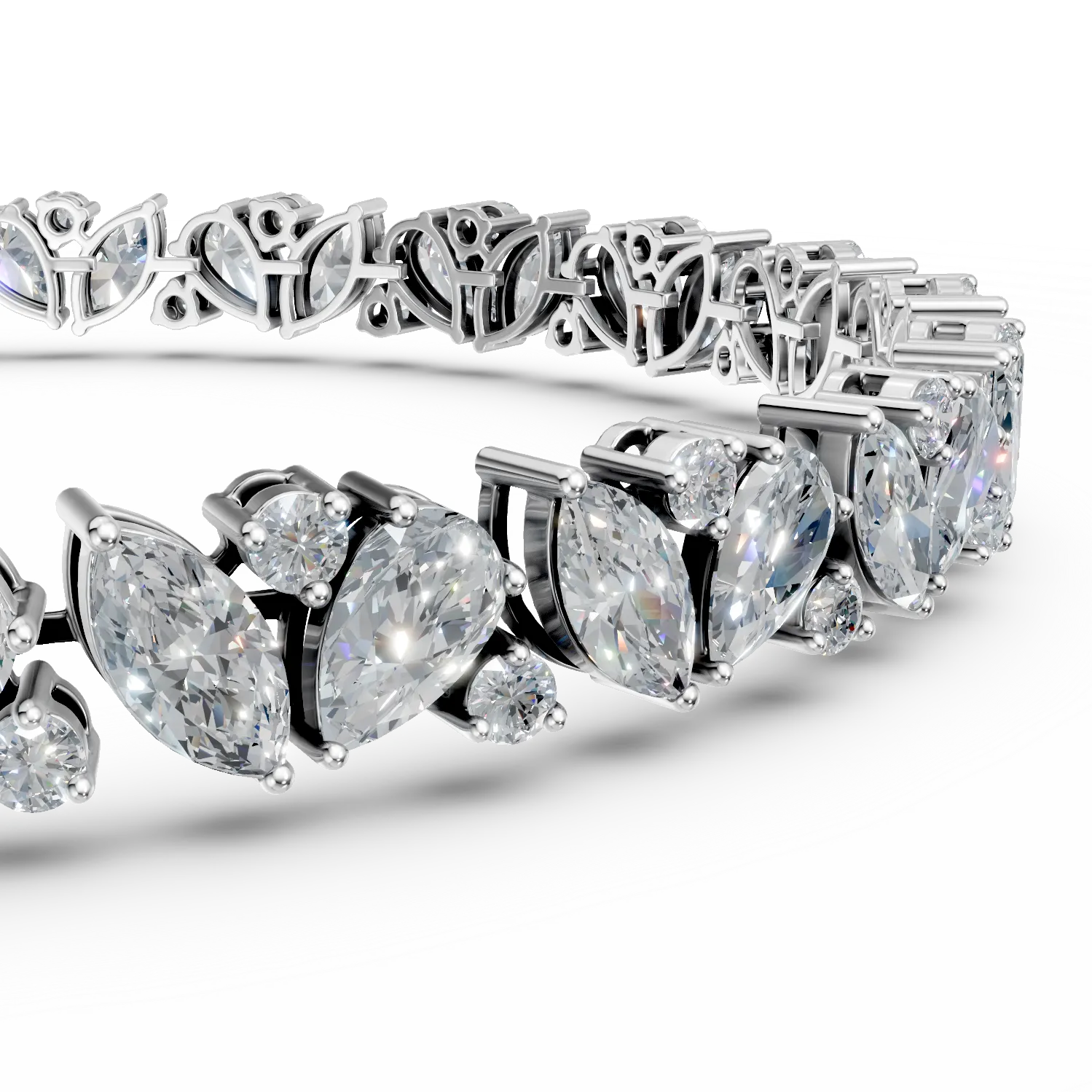 Bratara tennis din aur alb cu diamante de 9.48ct create in laborator