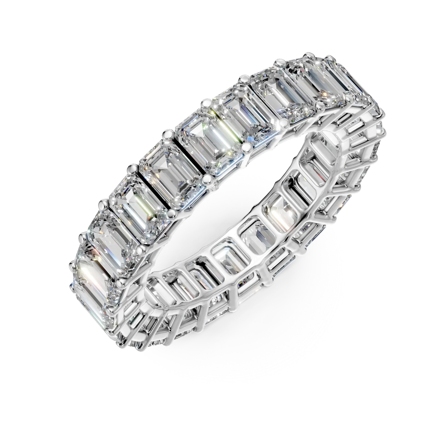 Inel eternity din aur alb cu diamante de 4.73ct create in laborator