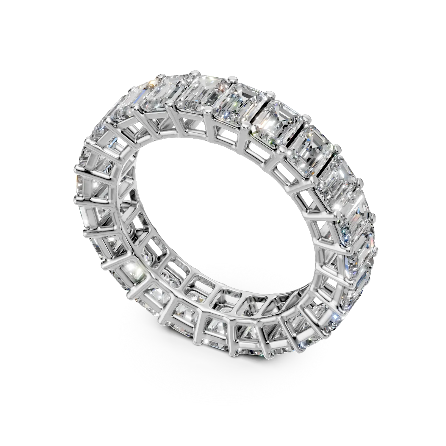 Inel eternity din aur alb cu diamante de 4.73ct create in laborator