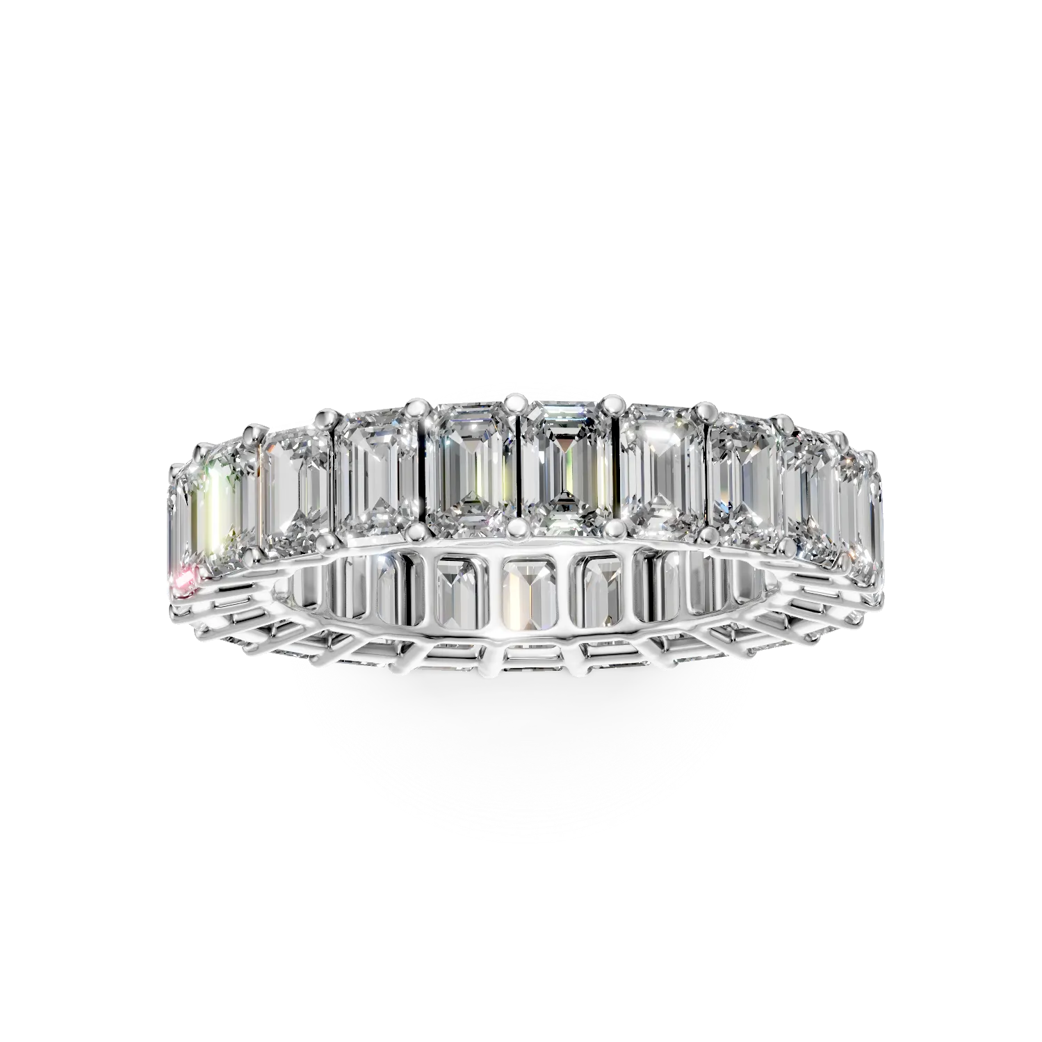 Inel eternity din aur alb cu diamante de 4.73ct create in laborator