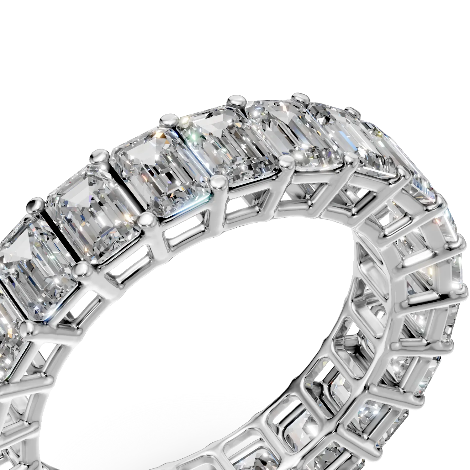 Inel eternity din aur alb cu diamante de 4.73ct create in laborator