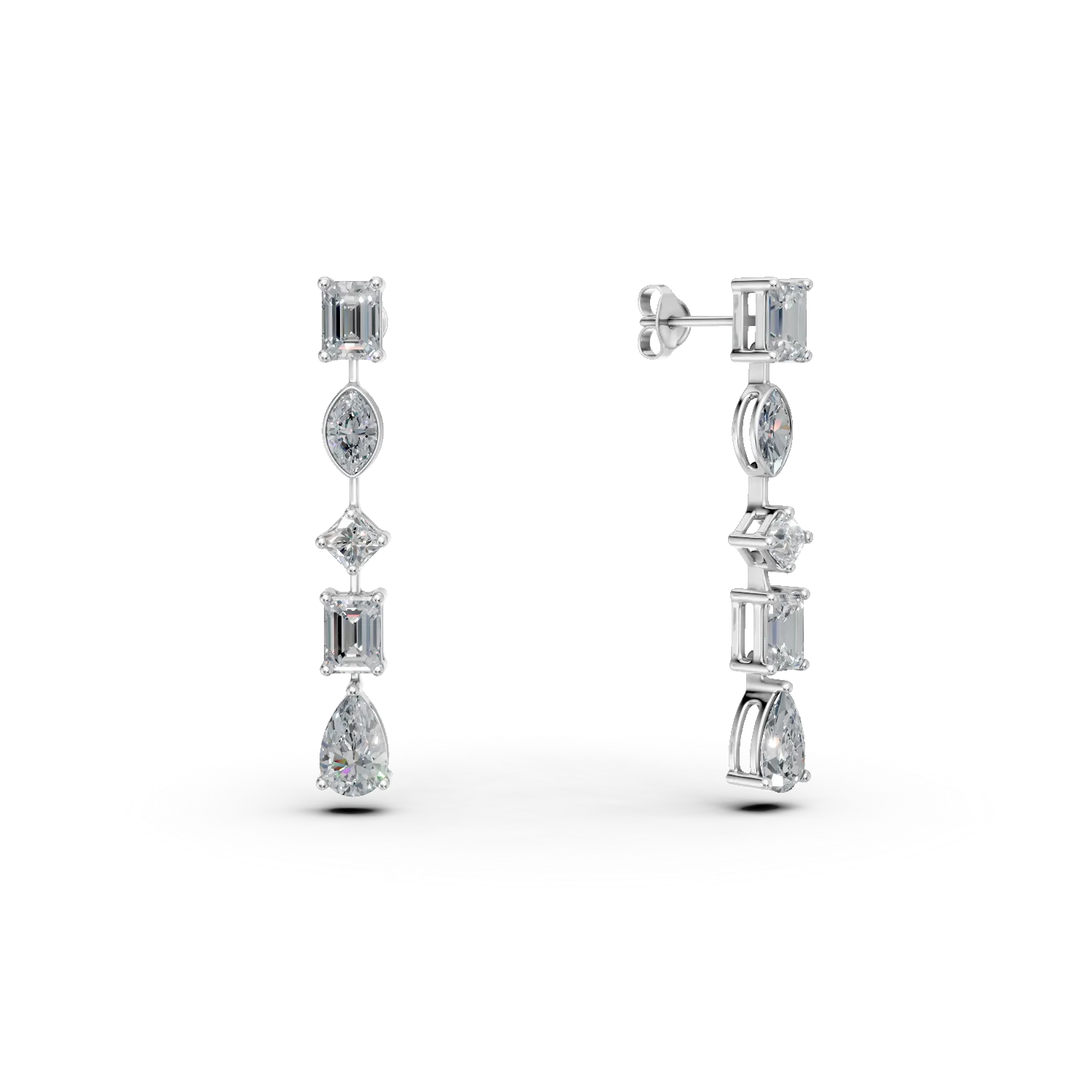 Cercei din aur alb cu diamante de 4.27ct create in laborator