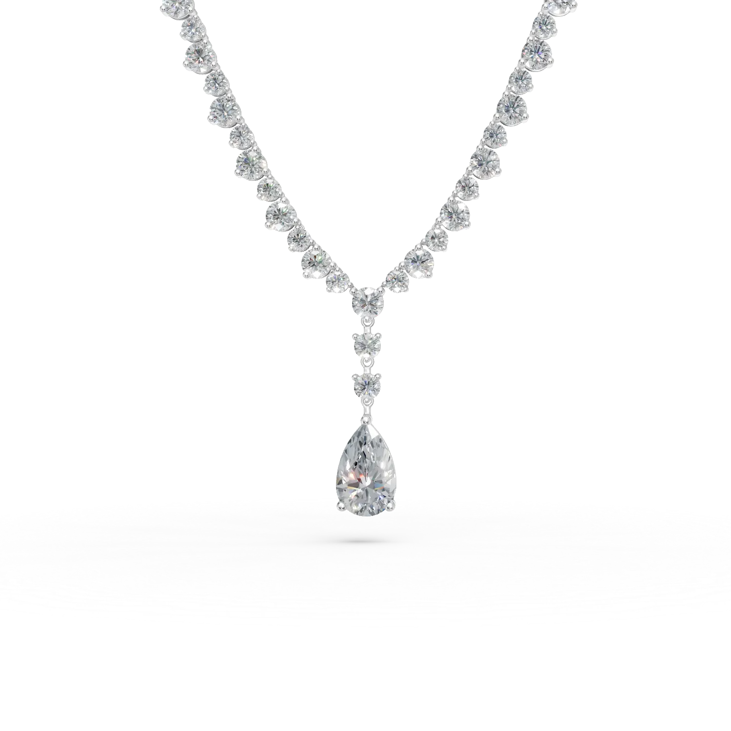 Colier tennis din aur alb cu diamante de 10.52ct create in laborator