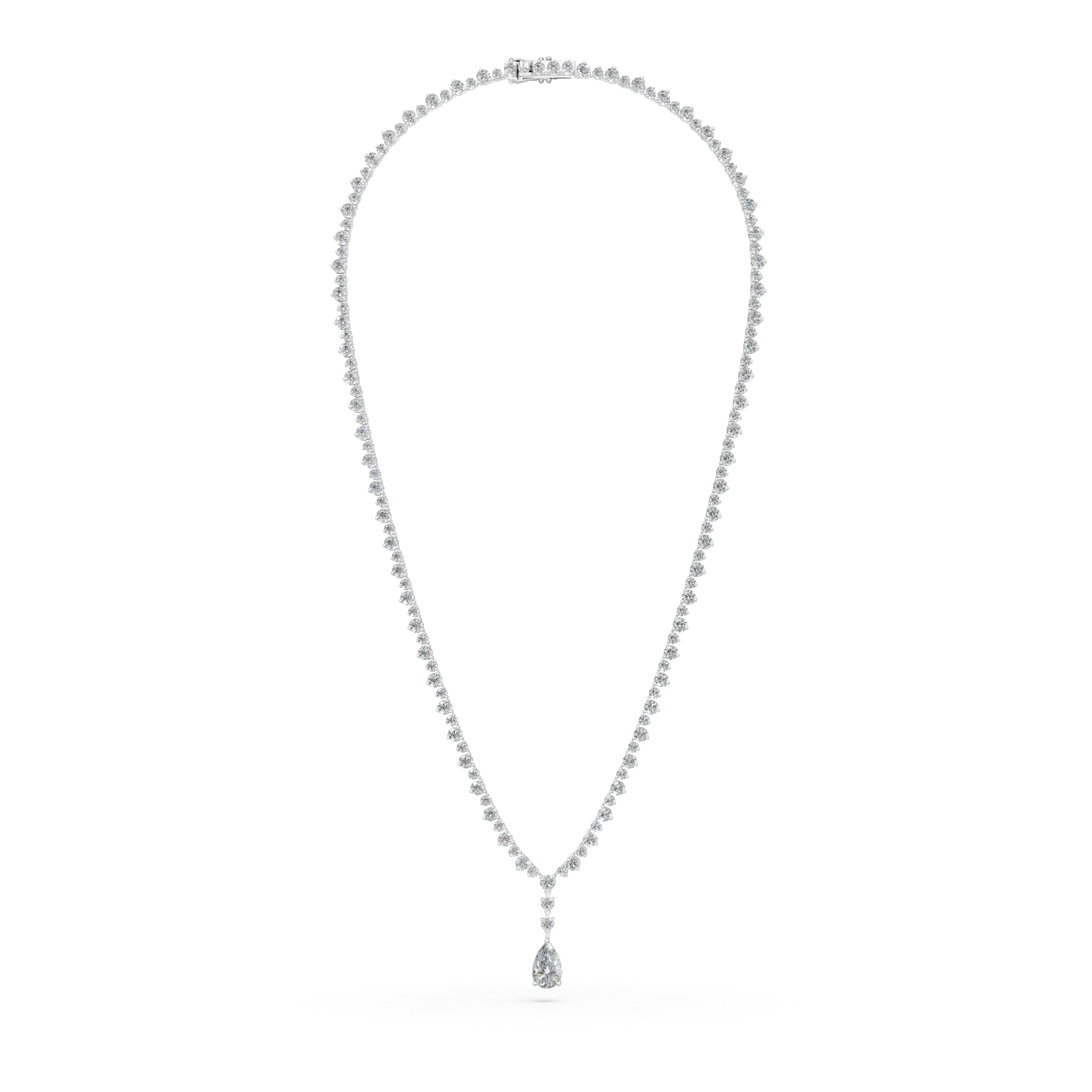 Colier tennis din aur alb cu diamante de 10.52ct create in laborator