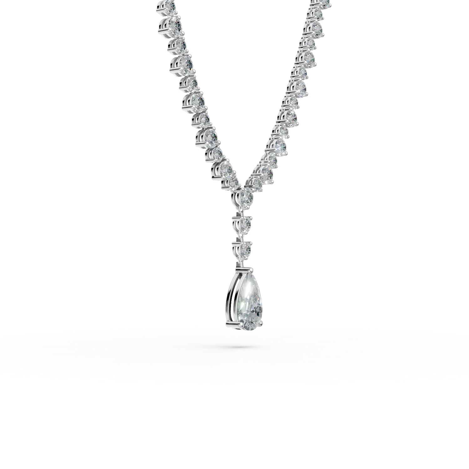 Colier tennis din aur alb cu diamante de 10.52ct create in laborator