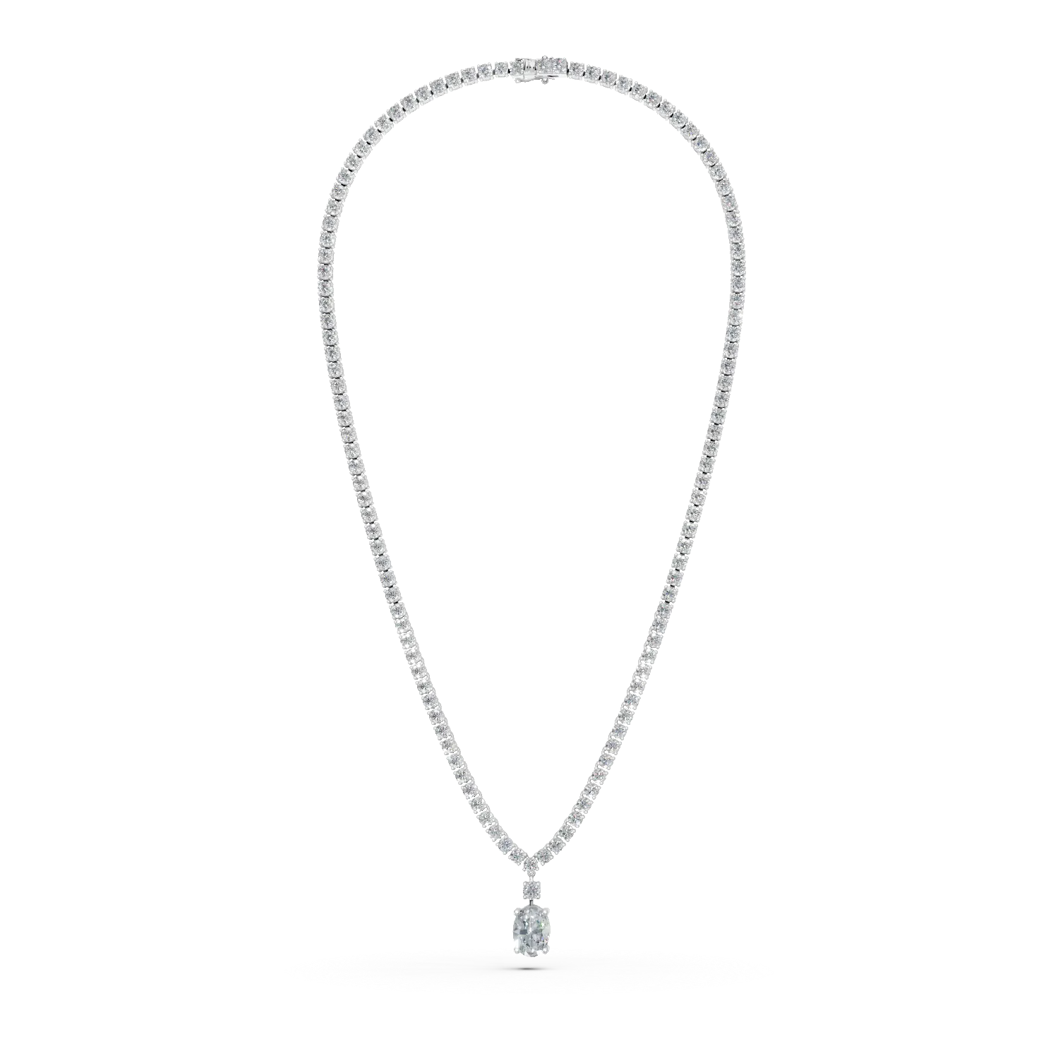 Colier tennis din aur alb cu diamante de 10.81ct create in laborator