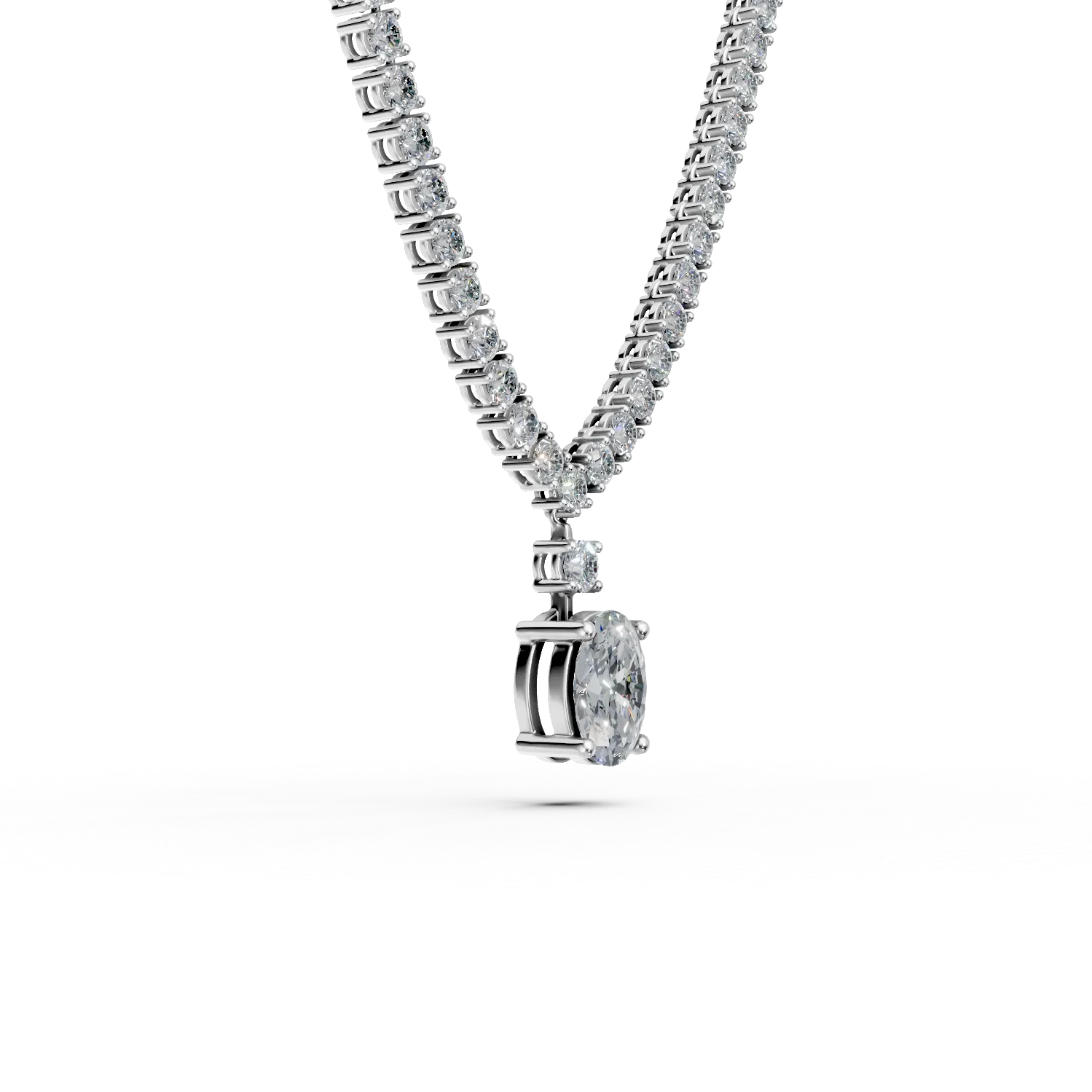 Colier tennis din aur alb cu diamante de 10.81ct create in laborator