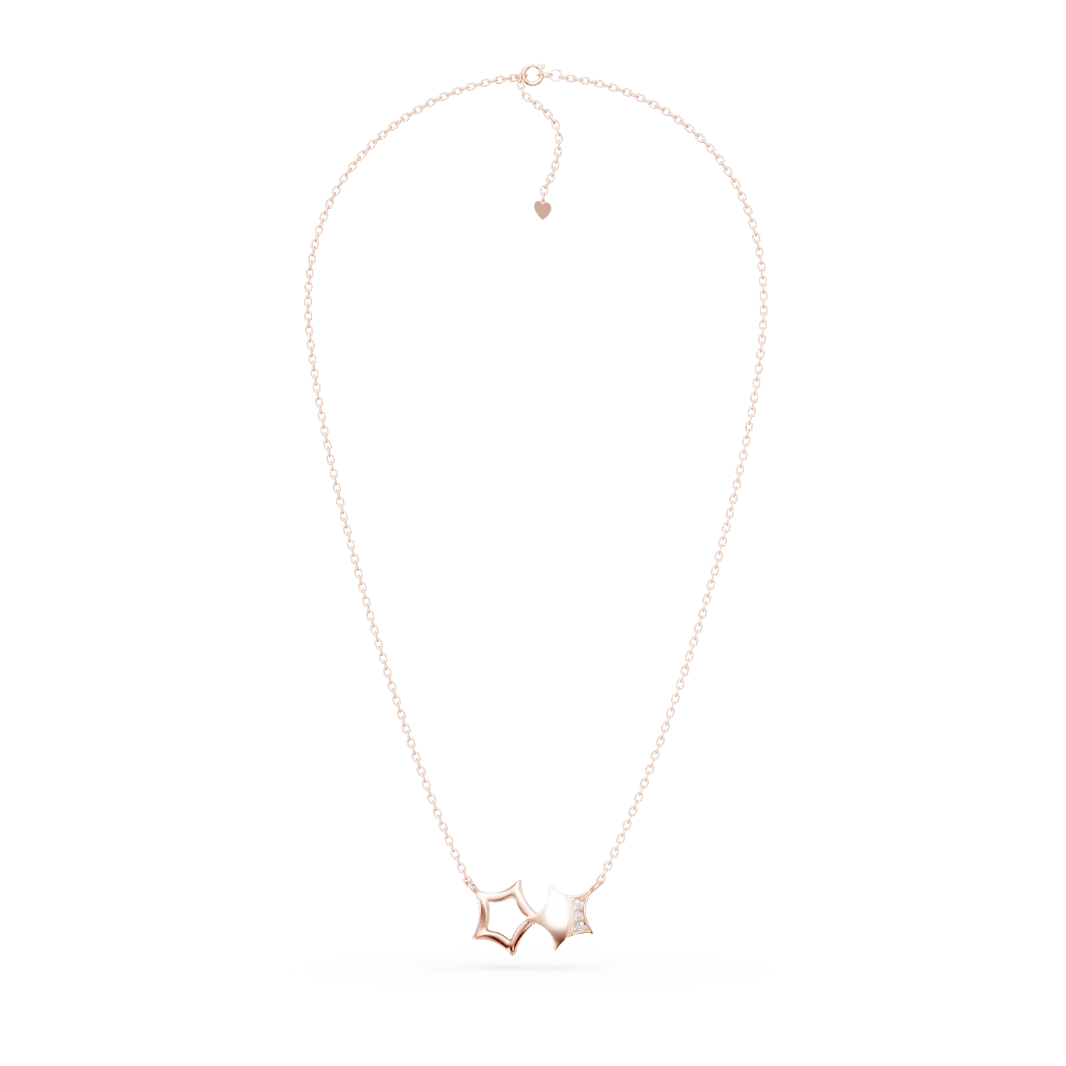 Lant cu pandantiv stelute din aur roz cu diamante de 0.01ct - imagine 2