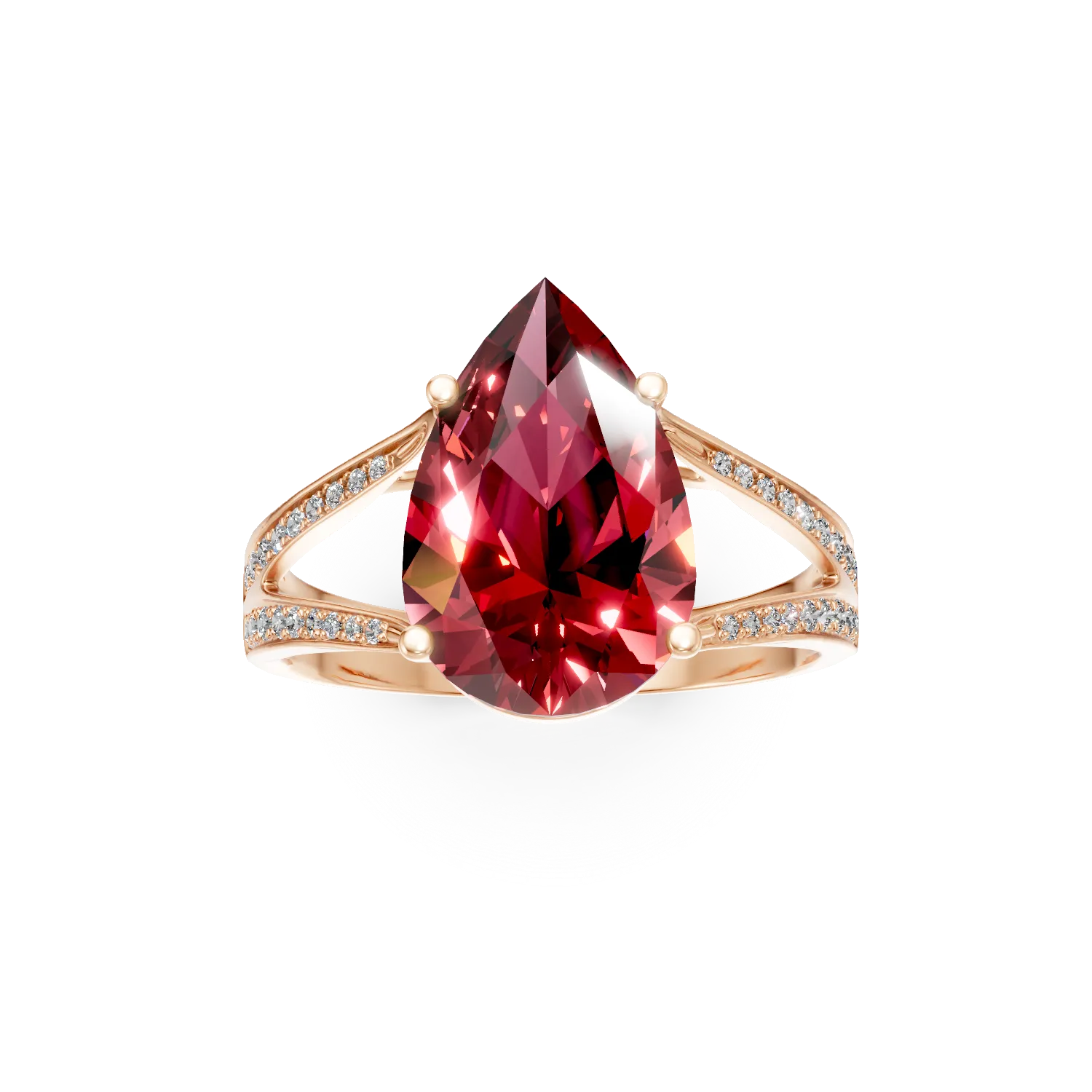 Inel din aur roz cu rubin si diamante de 6.05ct create in laborator