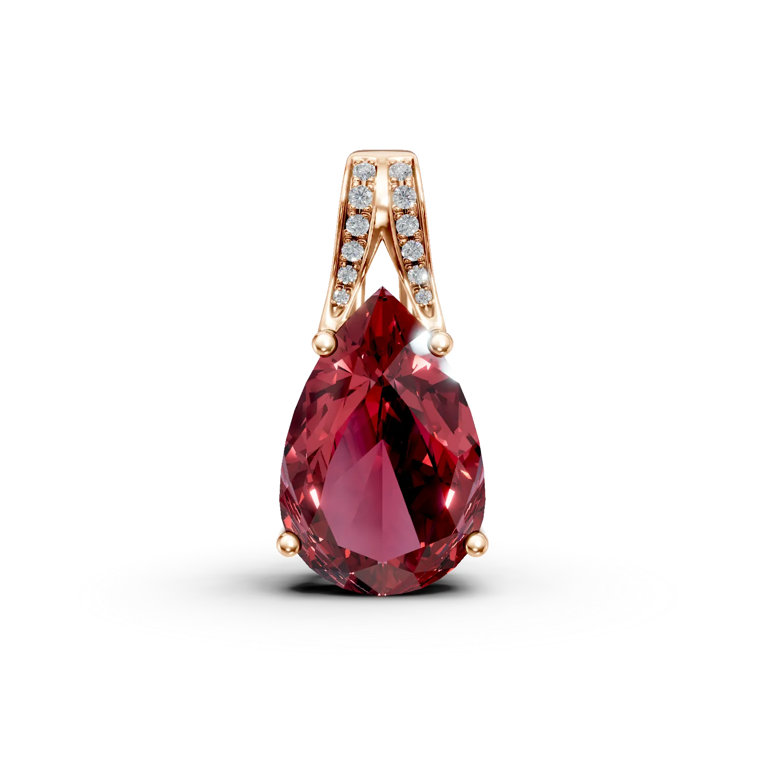 Pandantiv din aur roz cu rubine si diamante de 5.03ct create in laborator