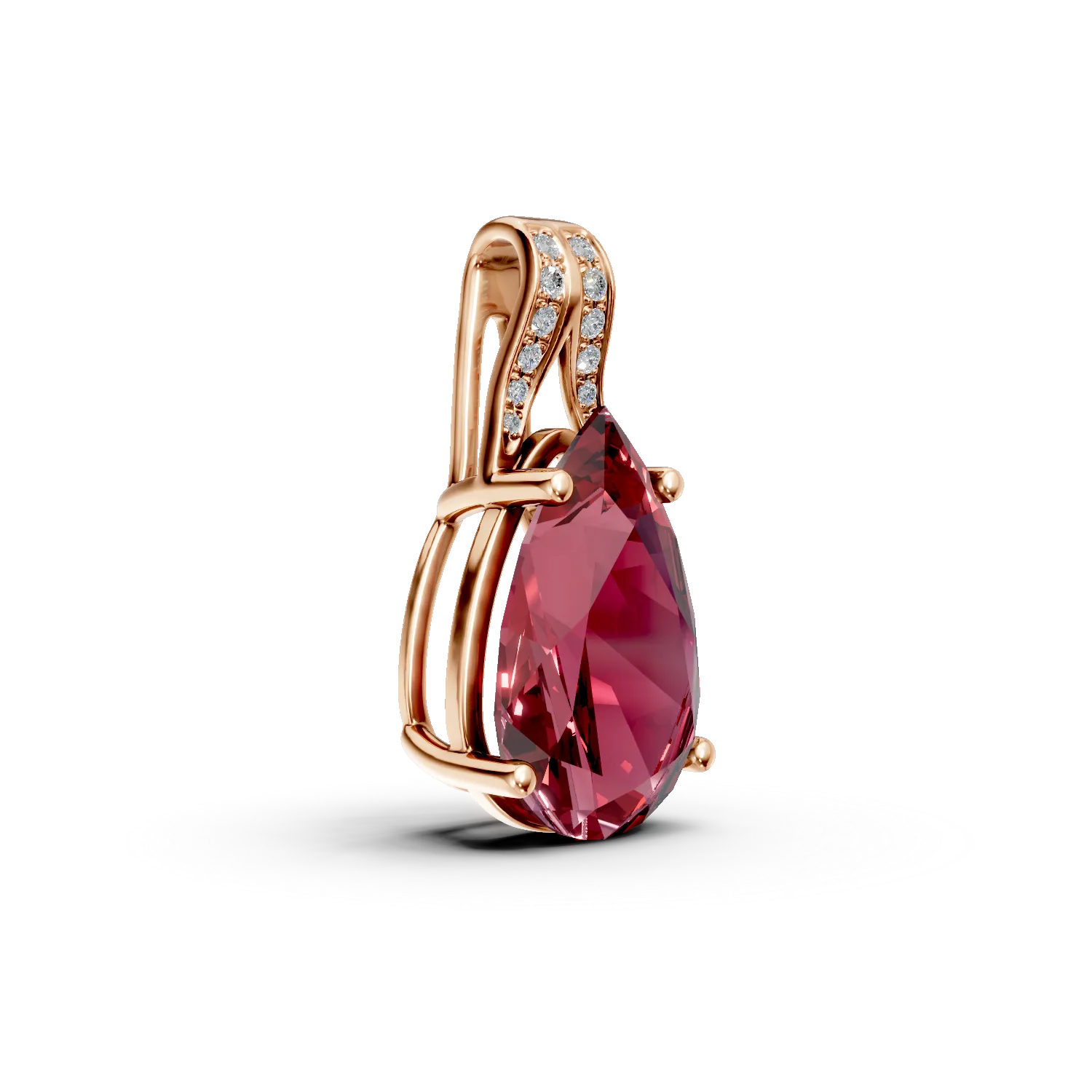 Pandantiv din aur roz cu rubine si diamante de 5.03ct create in laborator - imagine 2