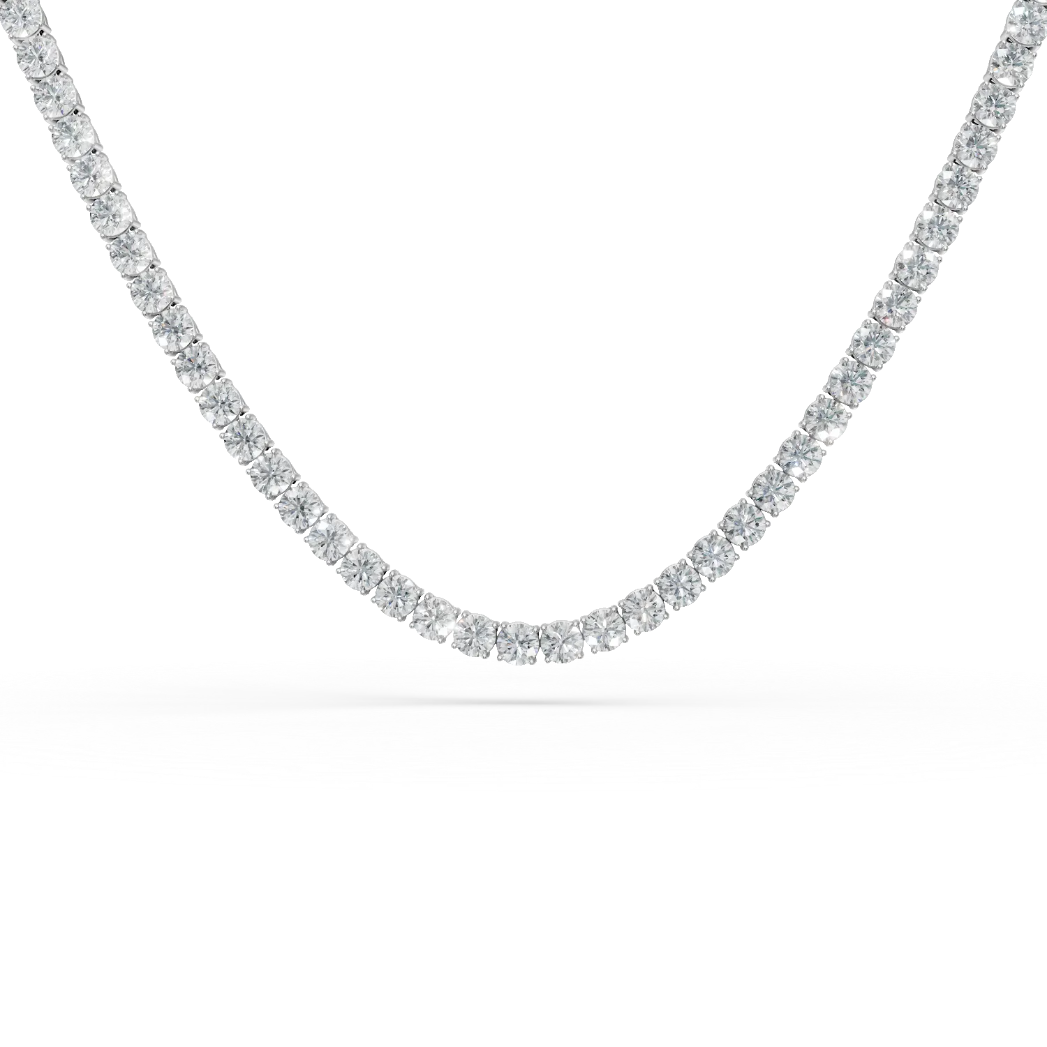 Colier tennis din aur alb cu diamante de 12.27ct create in laborator