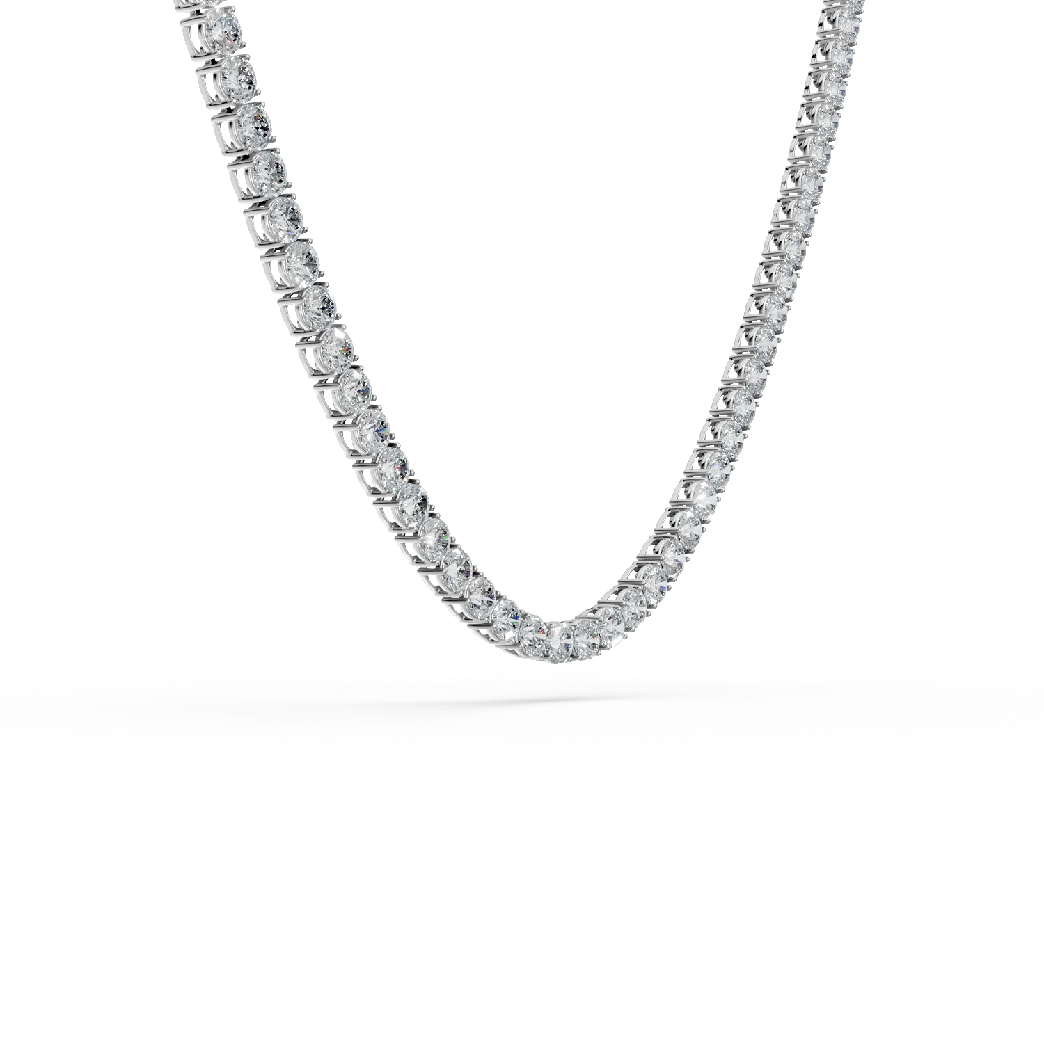 Colier tennis din aur alb cu diamante de 12.27ct create in laborator