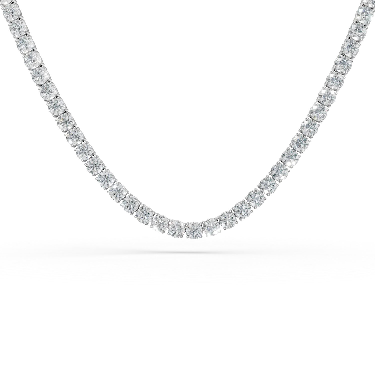 Colier tennis din aur alb cu diamante de 16.57ct create in laborator