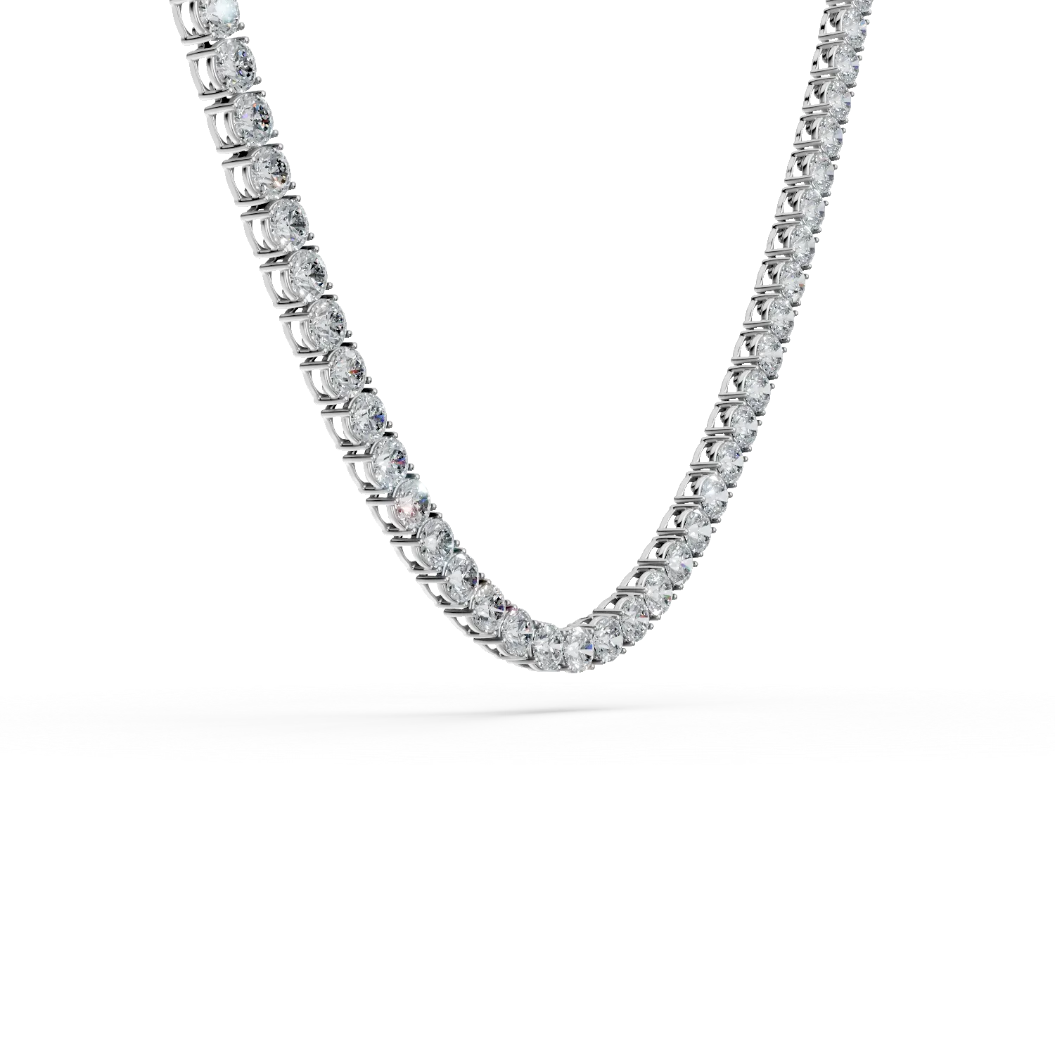 Colier tennis din aur alb cu diamante de 16.57ct create in laborator