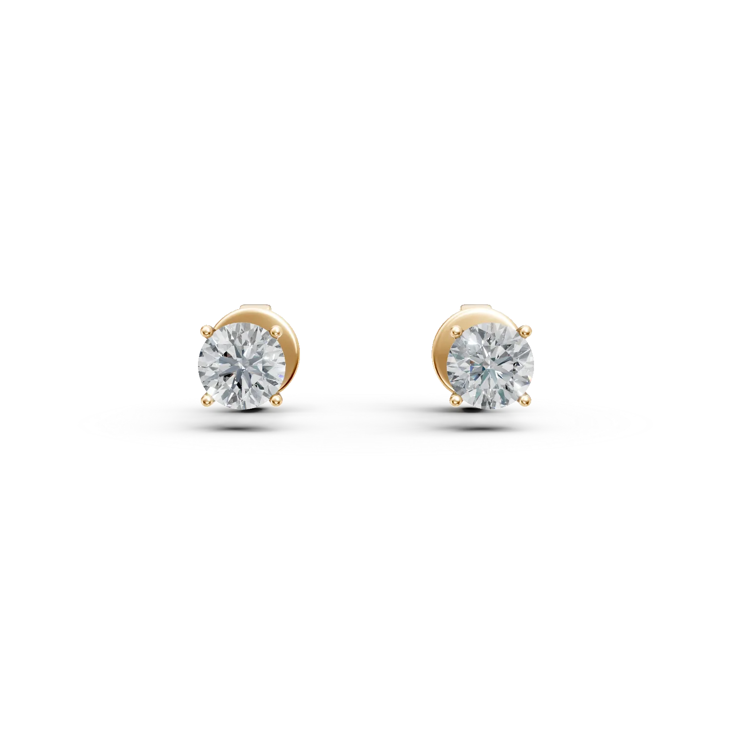 Cercei din aur galben cu diamante solitaire de 0.68ct create in laborator