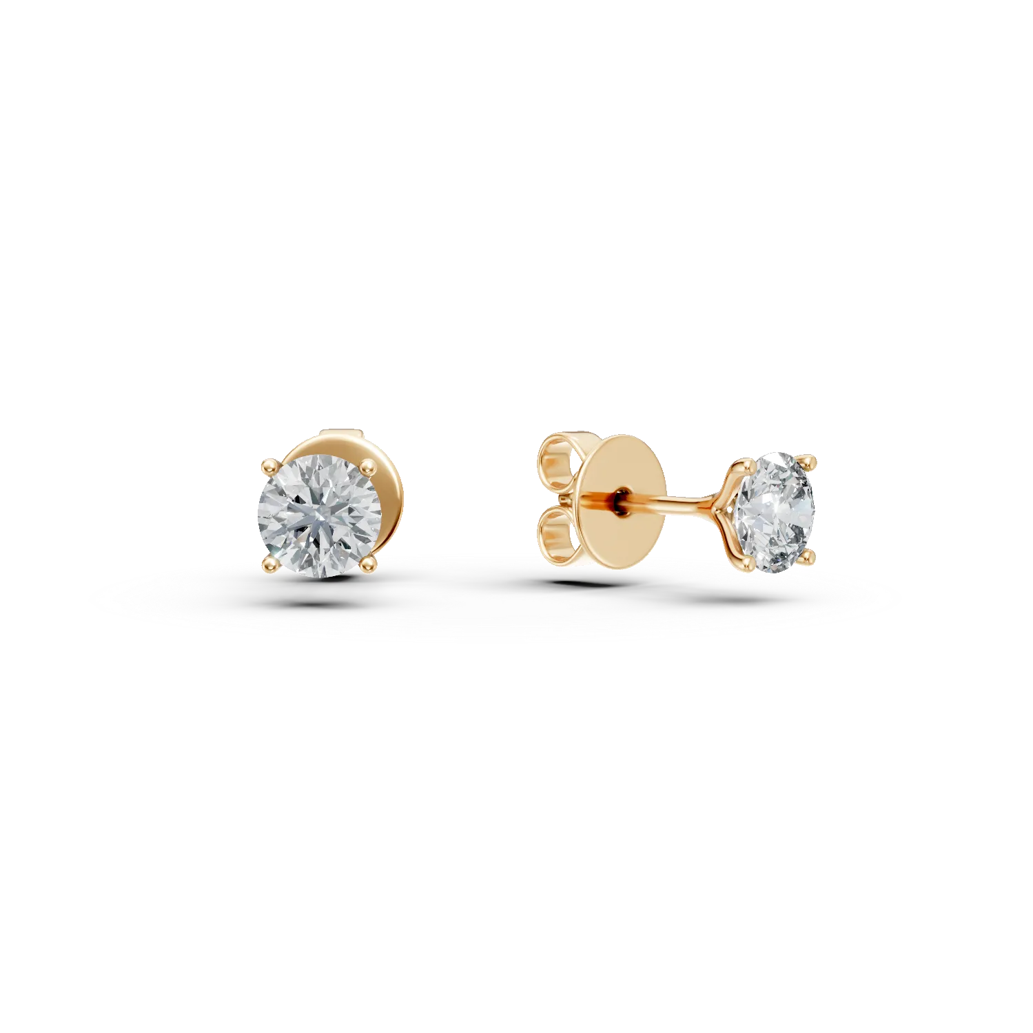 Cercei din aur galben cu diamante solitaire de 0.68ct create in laborator