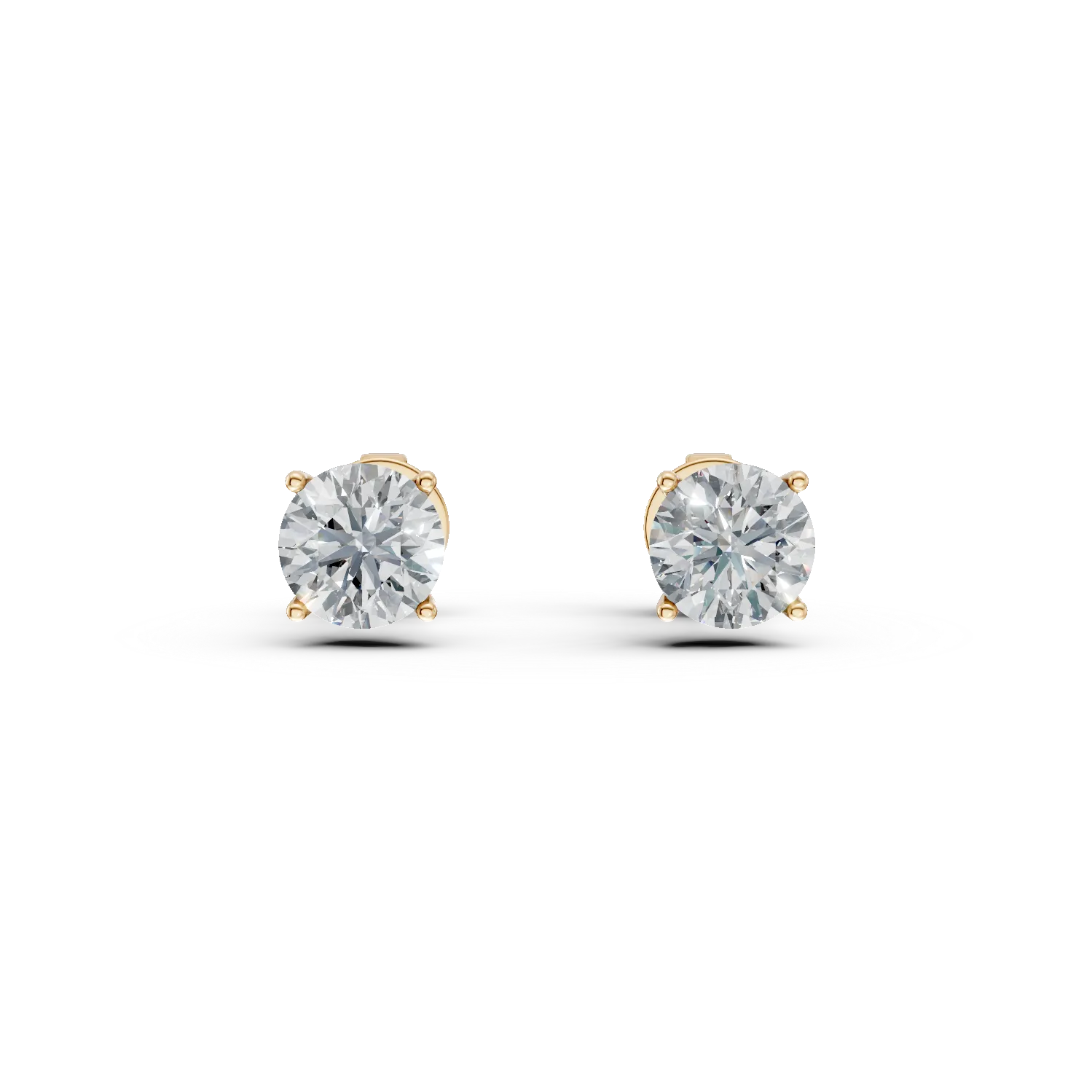 Cercei din aur galben cu diamante solitaire de 1.51ct create in laborator
