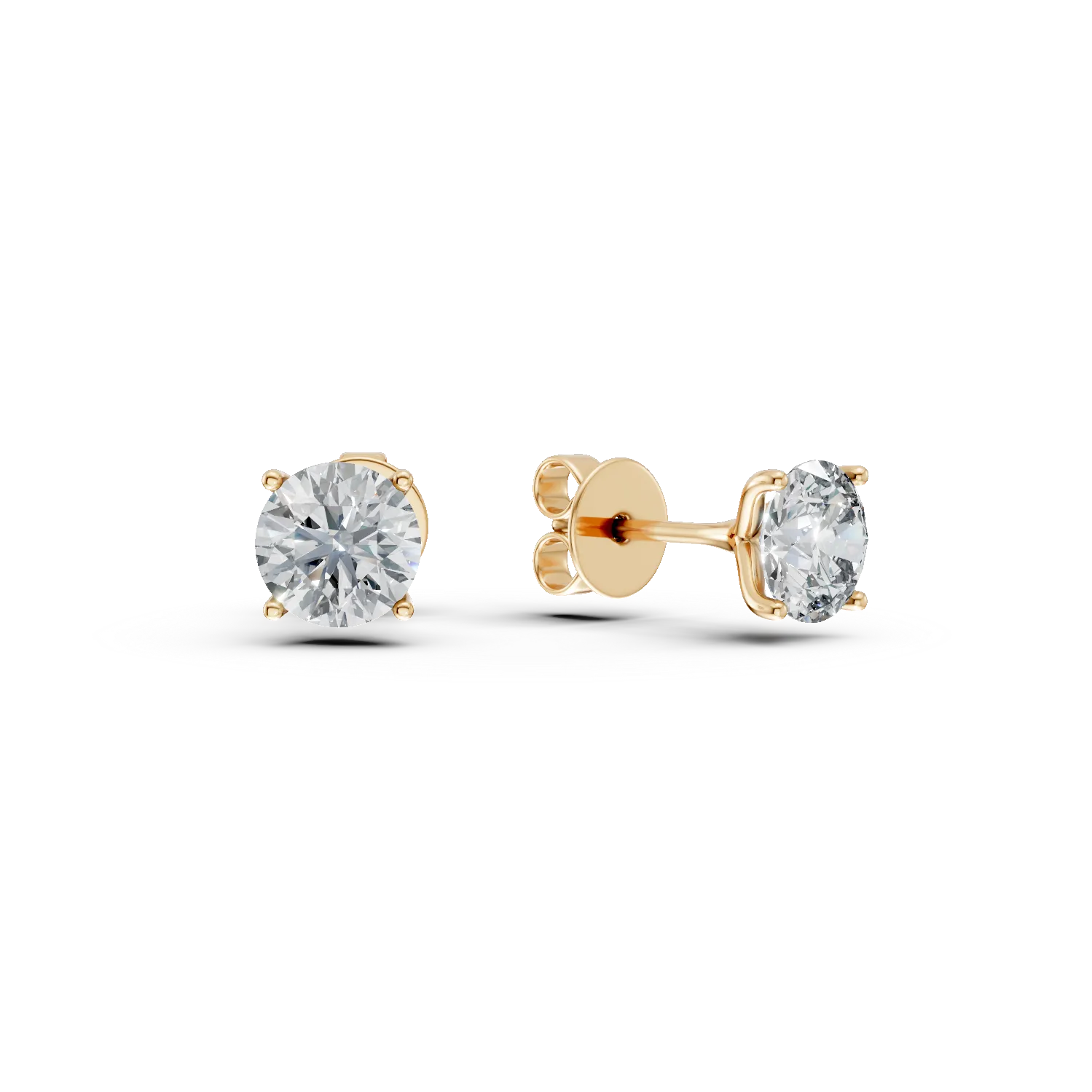Cercei din aur galben cu diamante solitaire de 1.51ct create in laborator