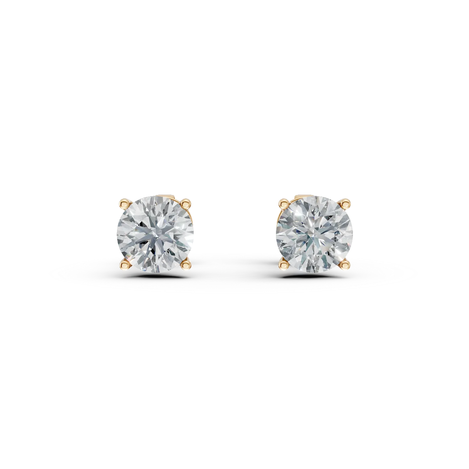 Cercei din aur galben cu diamante solitaire de 1.87ct create in laborator