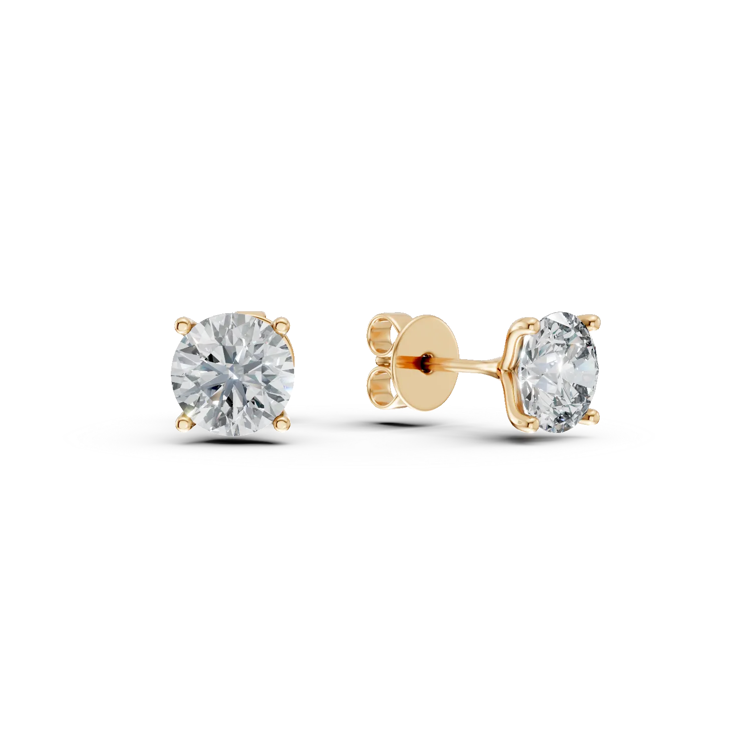 Cercei din aur galben cu diamante solitaire de 1.87ct create in laborator
