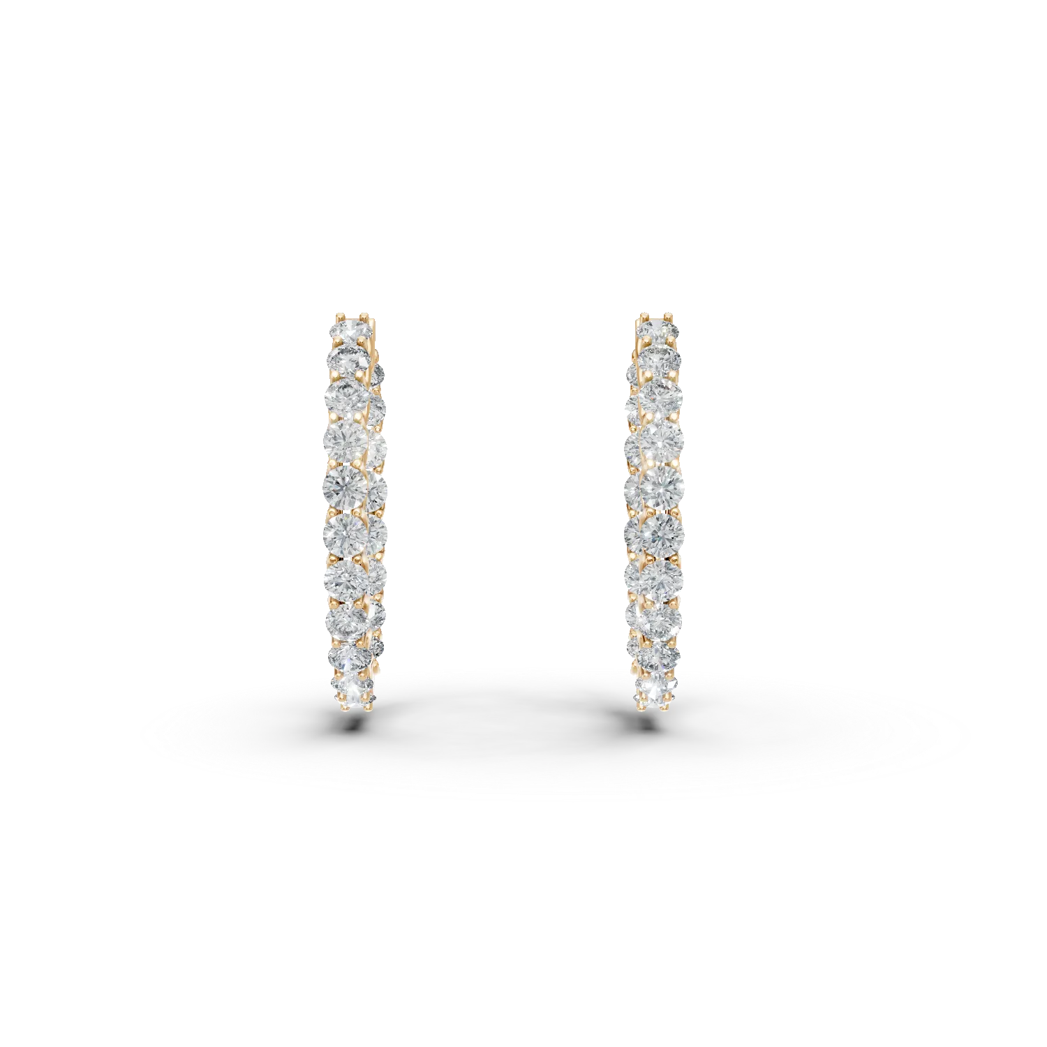 Cercei creole din aur galben cu diamante de 3.15ct create in laborator