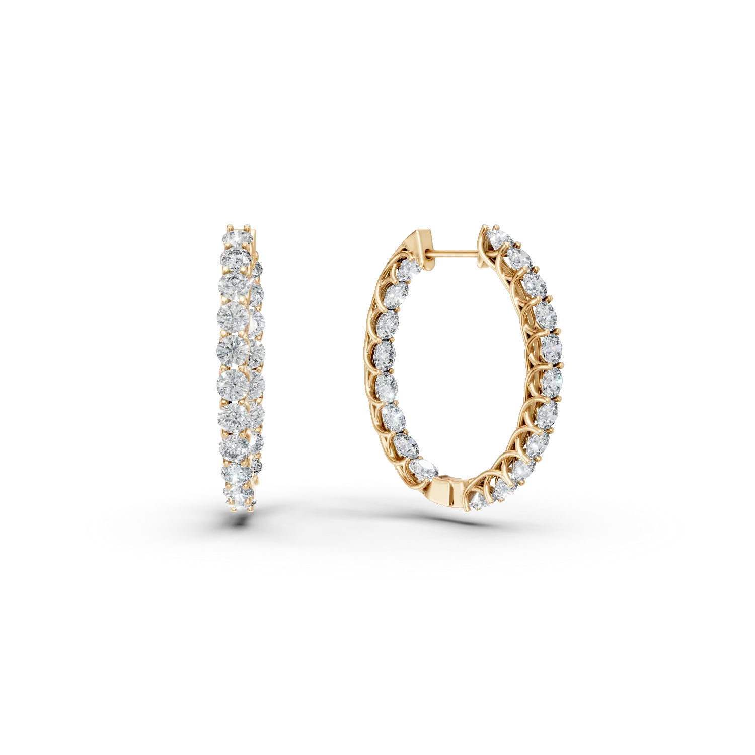 Cercei creole din aur galben cu diamante de 3.15ct create in laborator