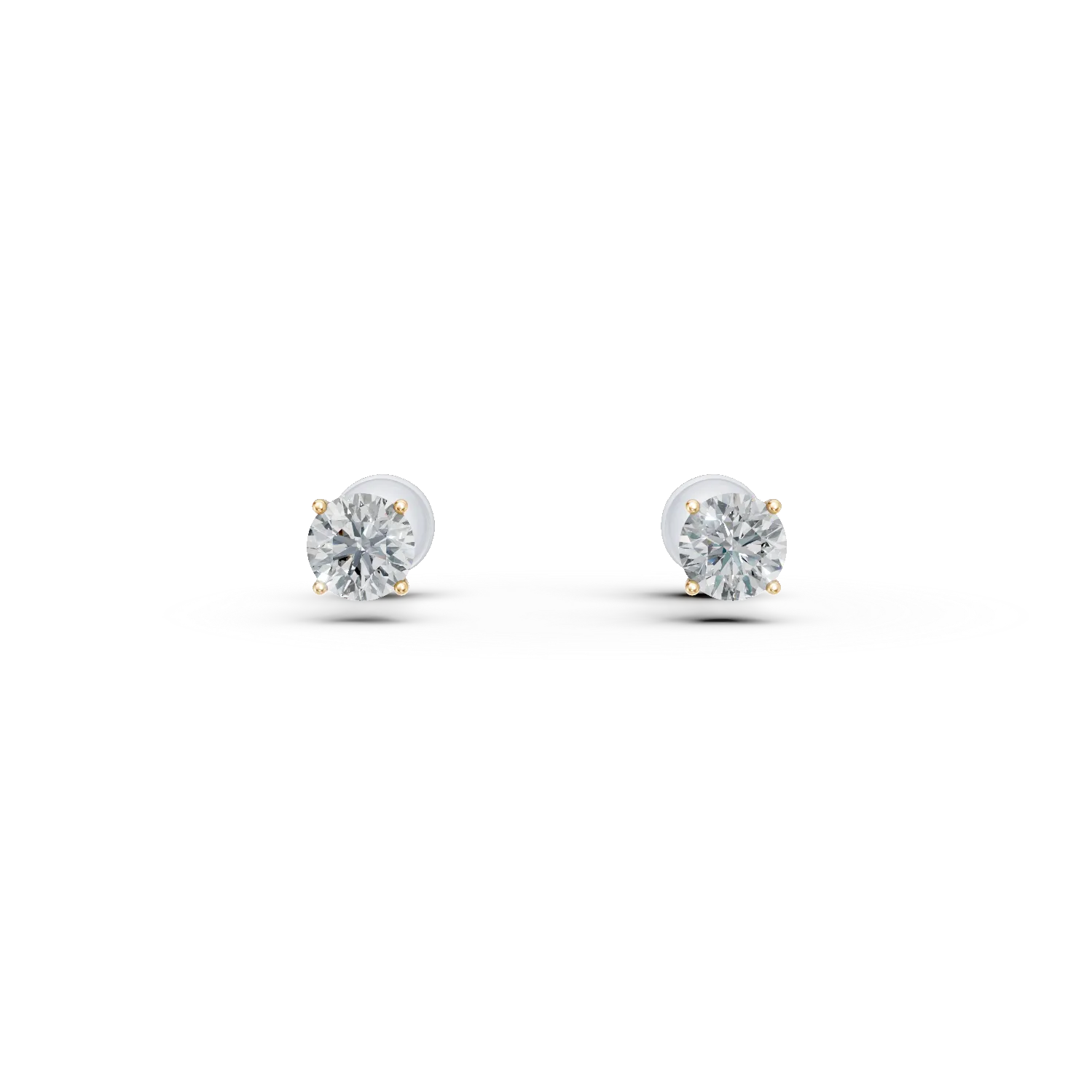 Cercei din aur galben cu diamante solitaire de 0.45ct create in laborator