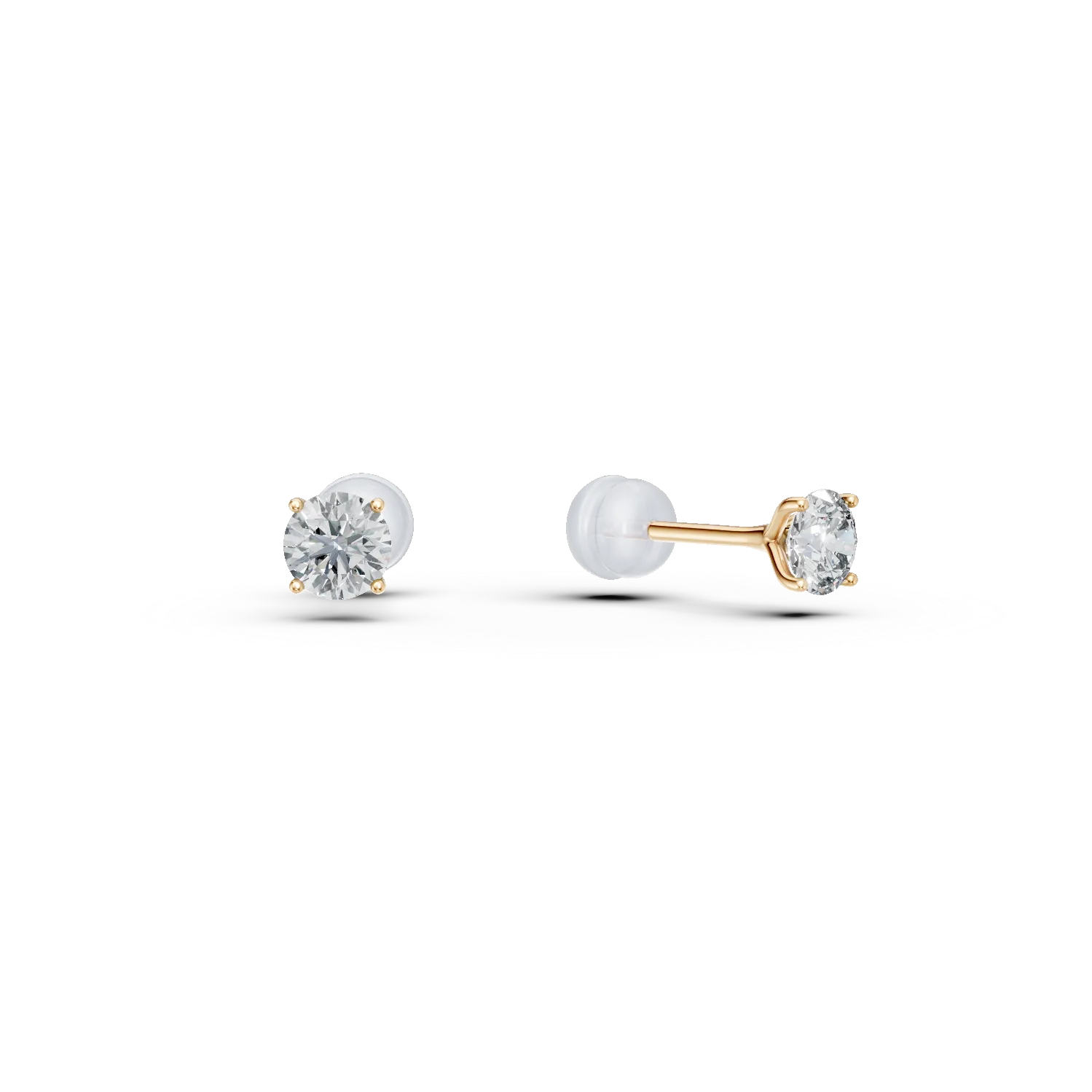 Cercei din aur galben cu diamante solitaire de 0.45ct create in laborator