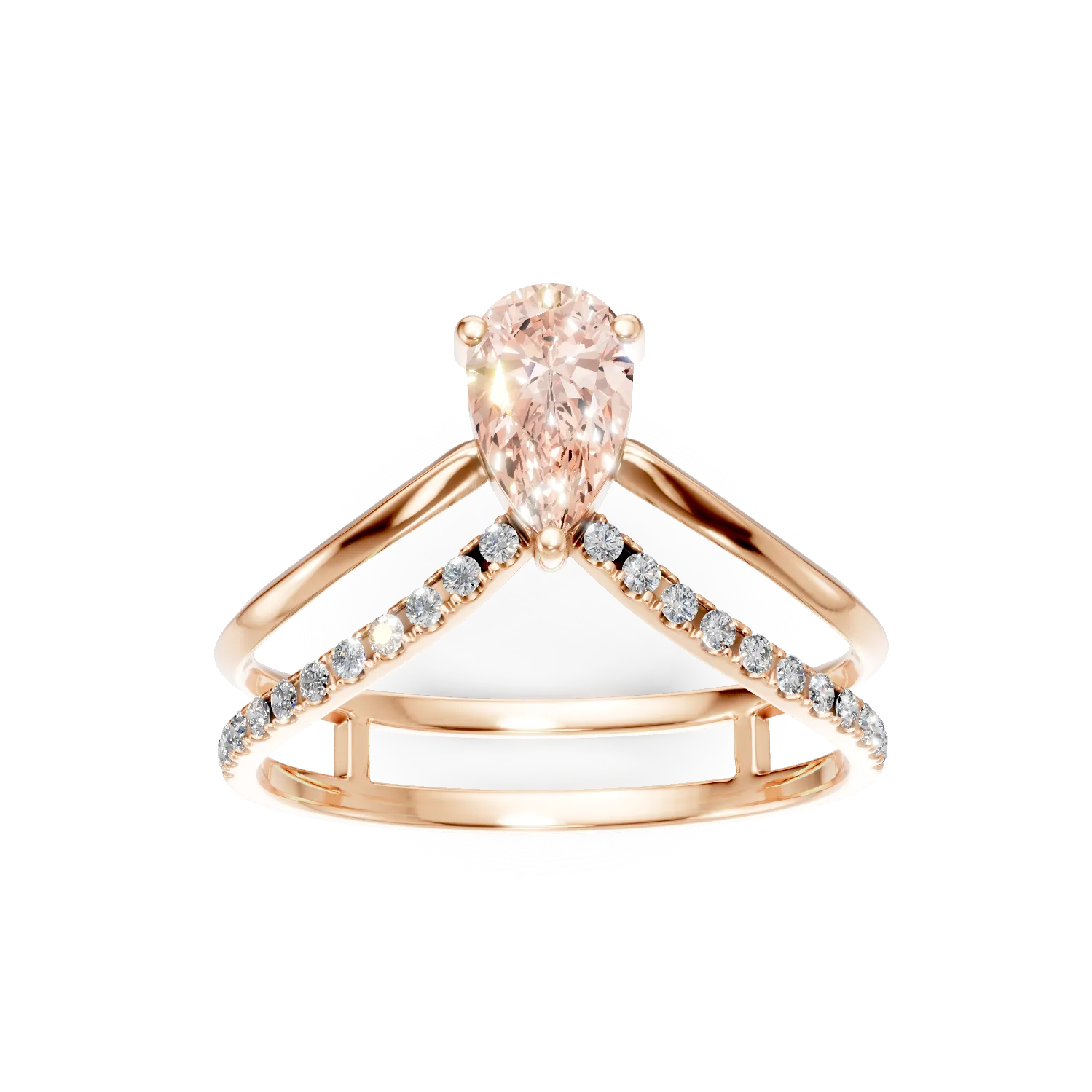Inel din aur roz cu diamante fancy roz si diamante incolore de 0.67ct create in laborator - imagine 3