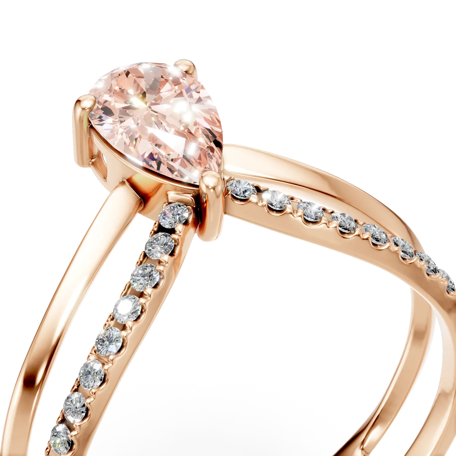 Inel din aur roz cu diamante fancy roz si diamante incolore de 0.67ct create in laborator - imagine 4