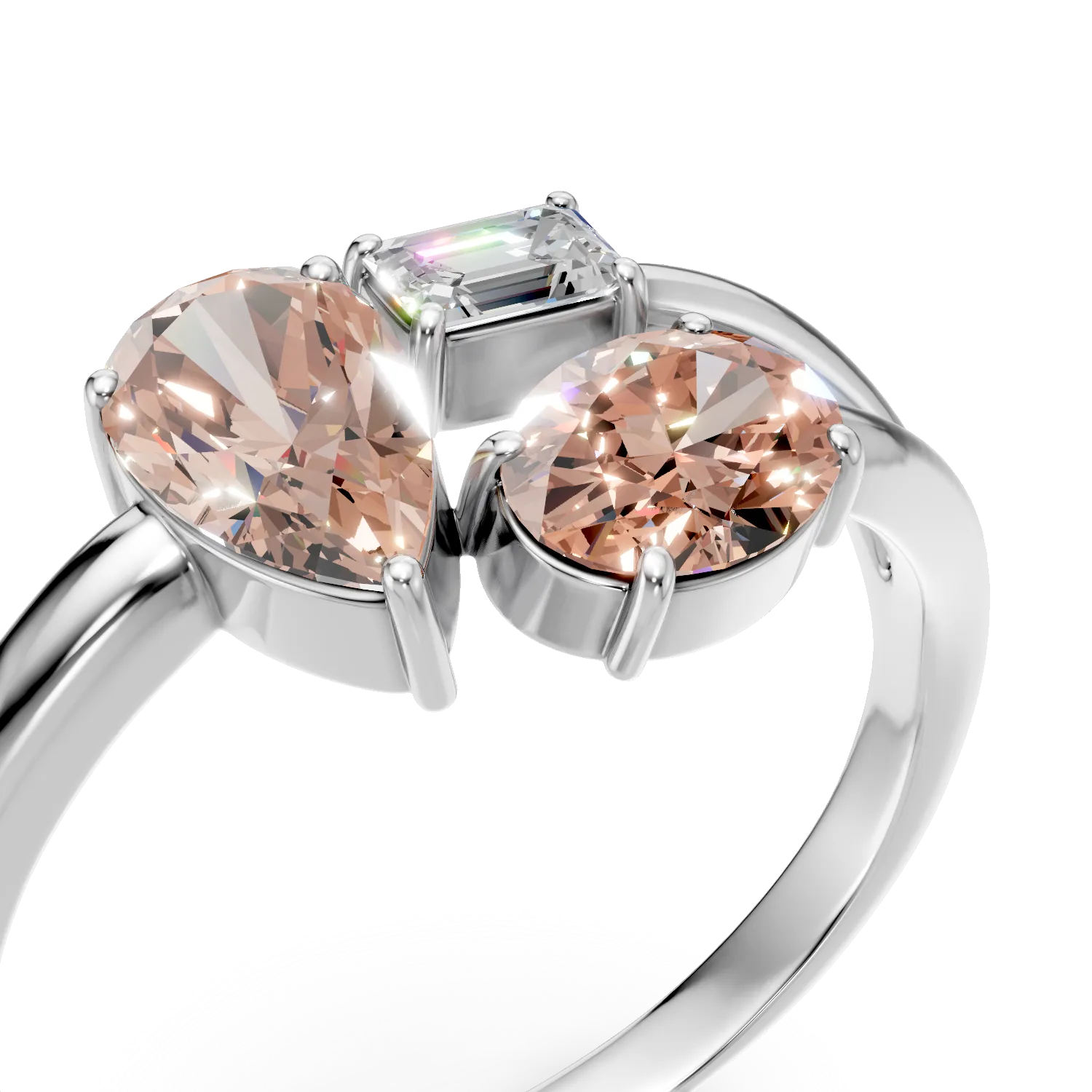 Inel din aur alb cu diamante fancy roz si diamante incolore de 0.99ct create in laborator - imagine 4
