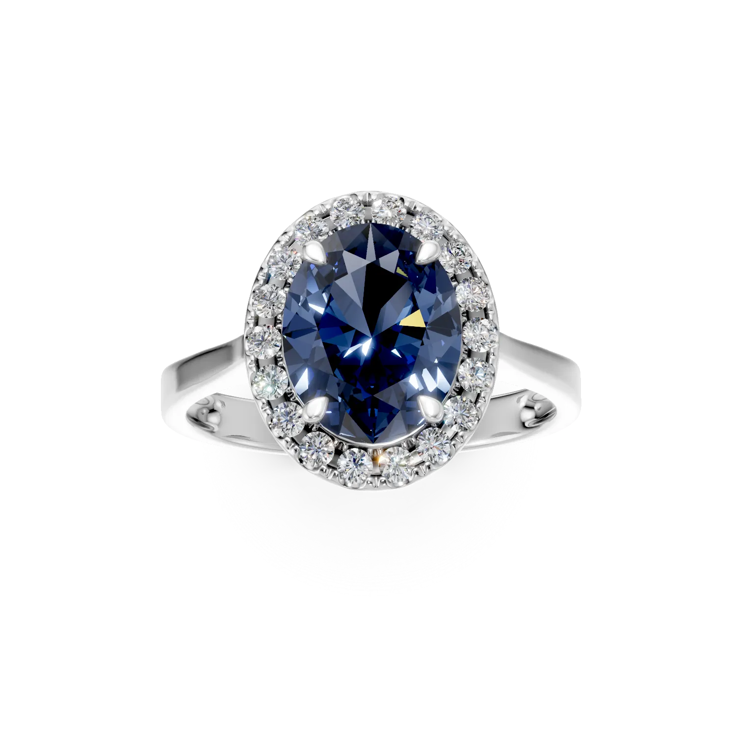 Inel din aur alb cu safir si diamante de 4.4ct create in laborator