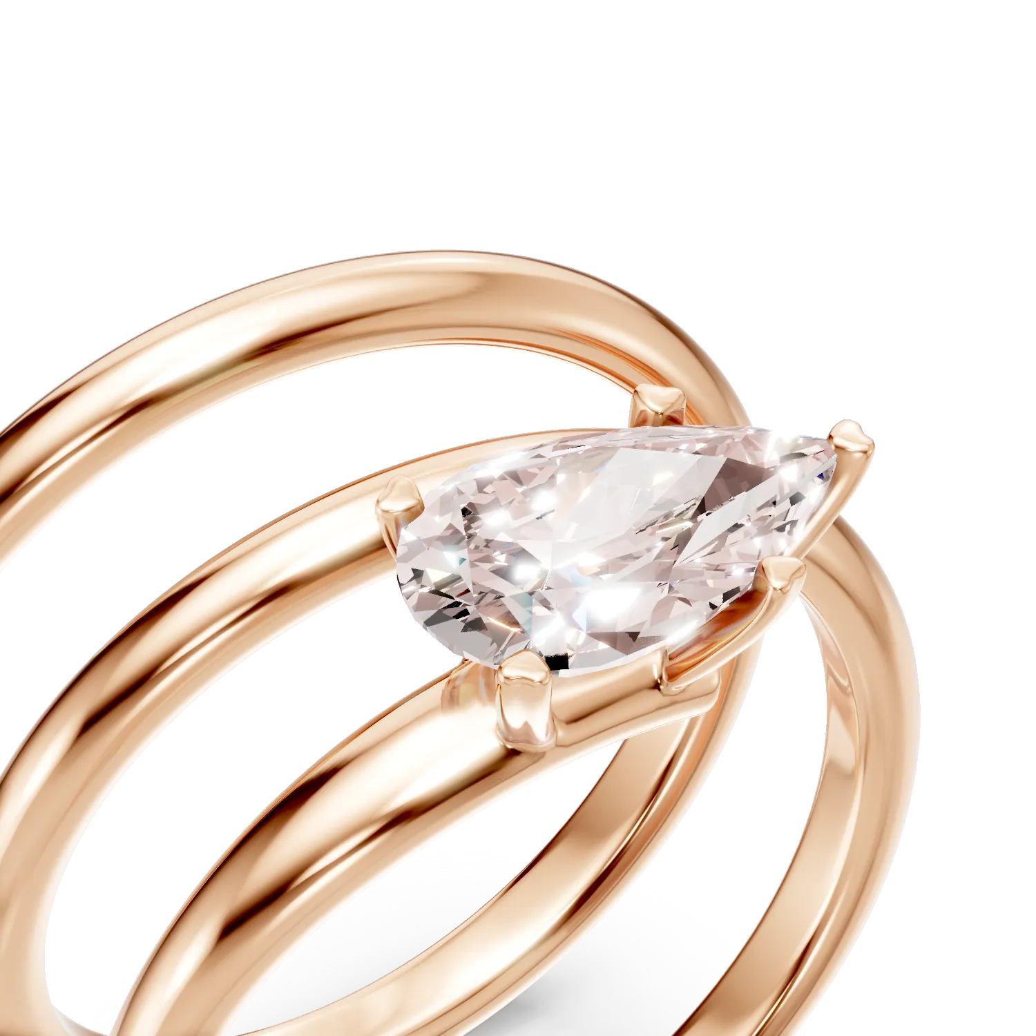 Inel spiralat din aur roz cu diamante fancy roz de 1.04ct create in laborator