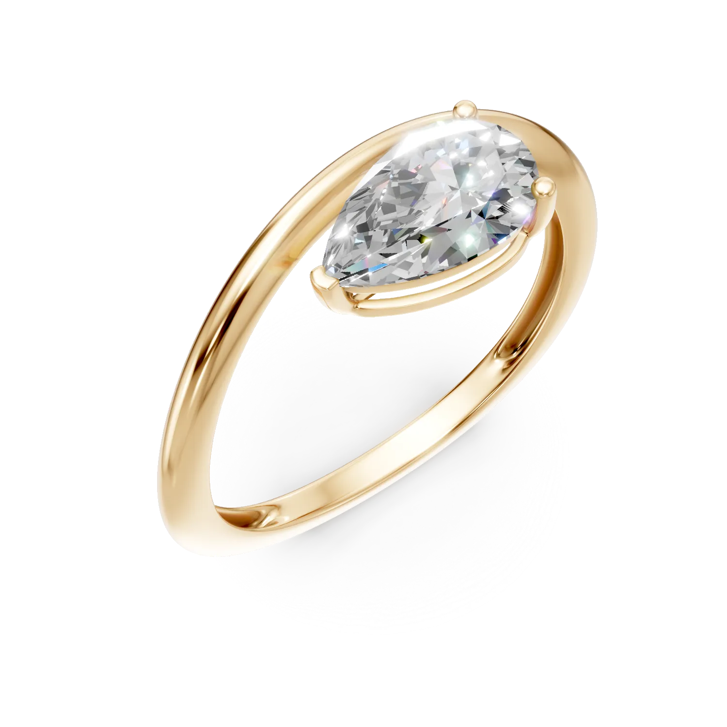 Inel din aur galben cu diamant de 1ct creat in laborator